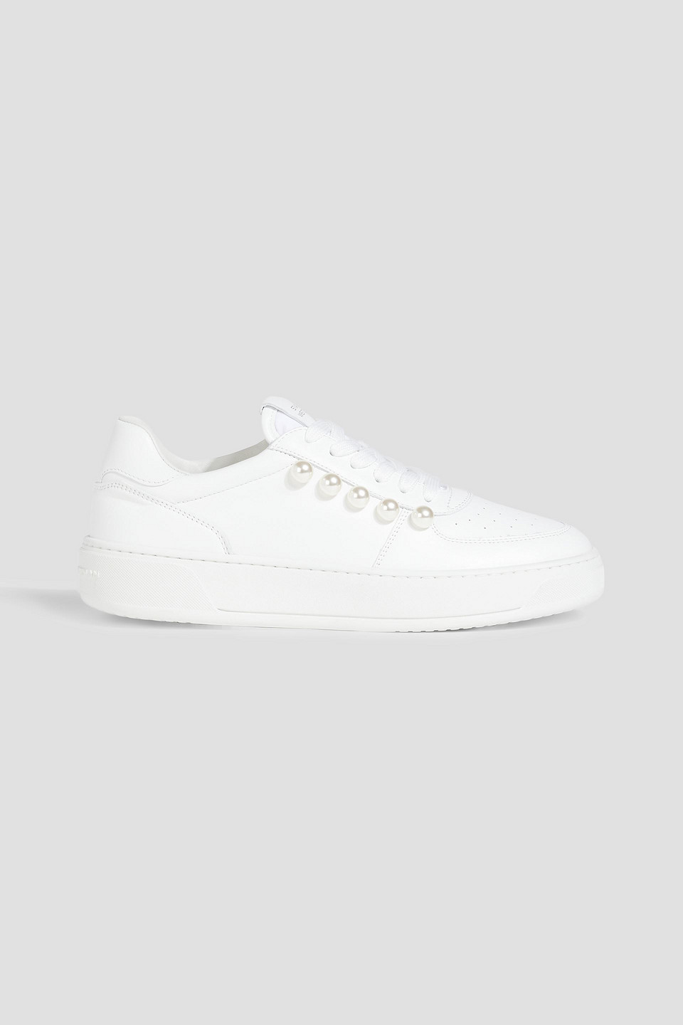 Courtside faux pearl-embellished leather sneakers