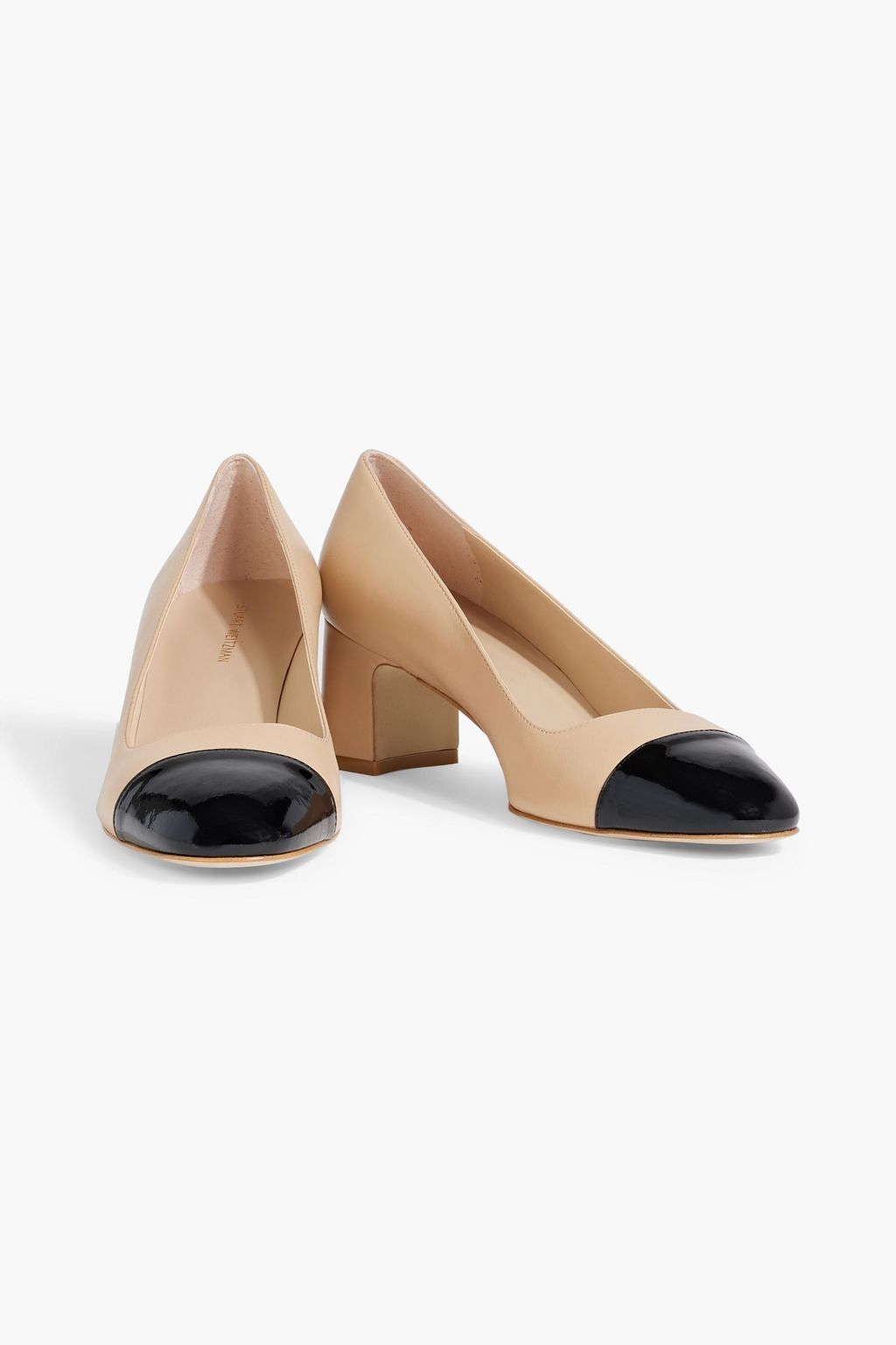 STUART WEITZMAN Milla smooth and patent-leather pumps