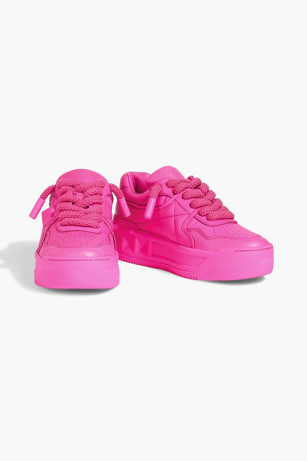 VALENTINO GARAVANI One Stud smooth and pebbled-leather sneakers
