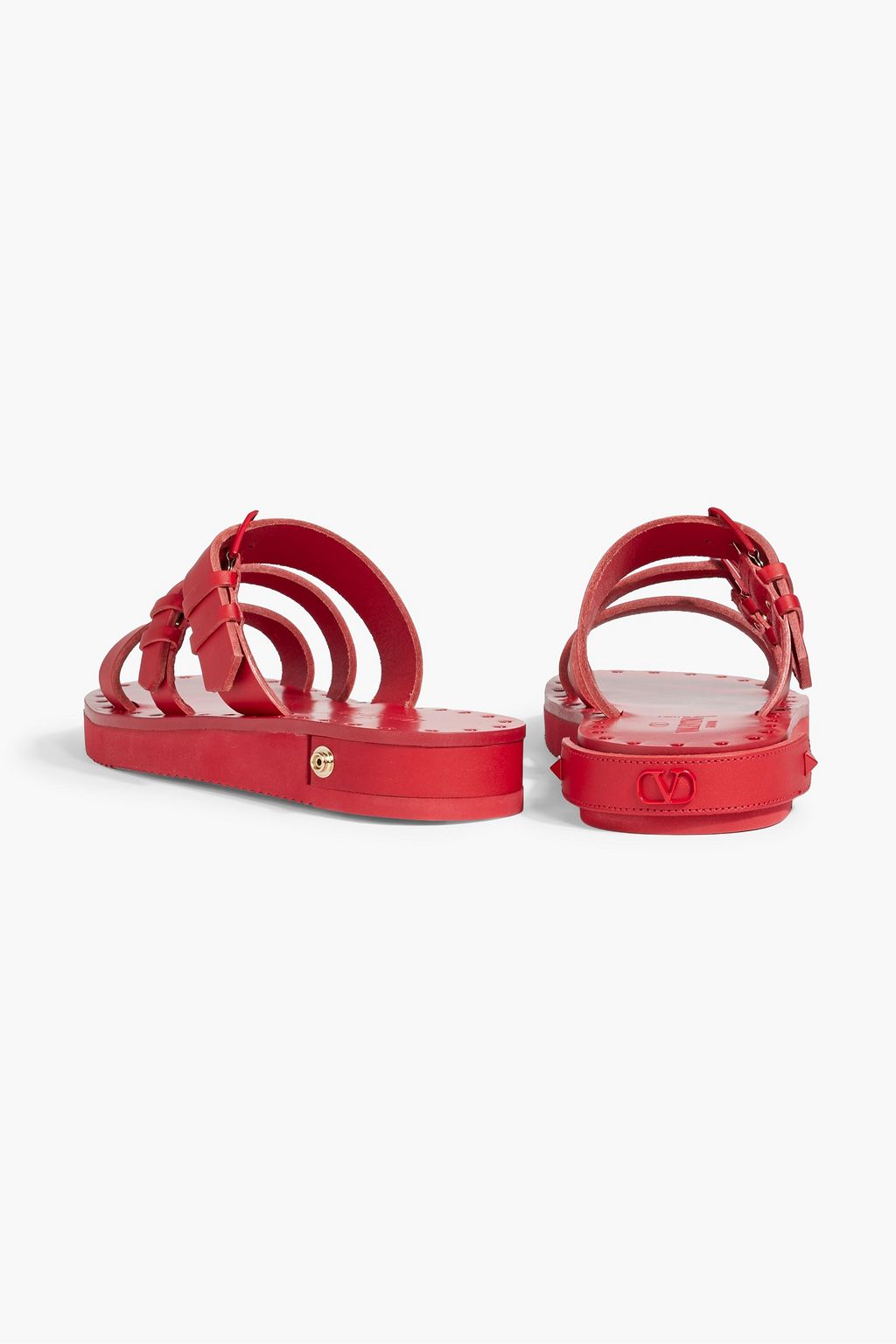 VALENTINO GARAVANI Feather-embellished leather sandals