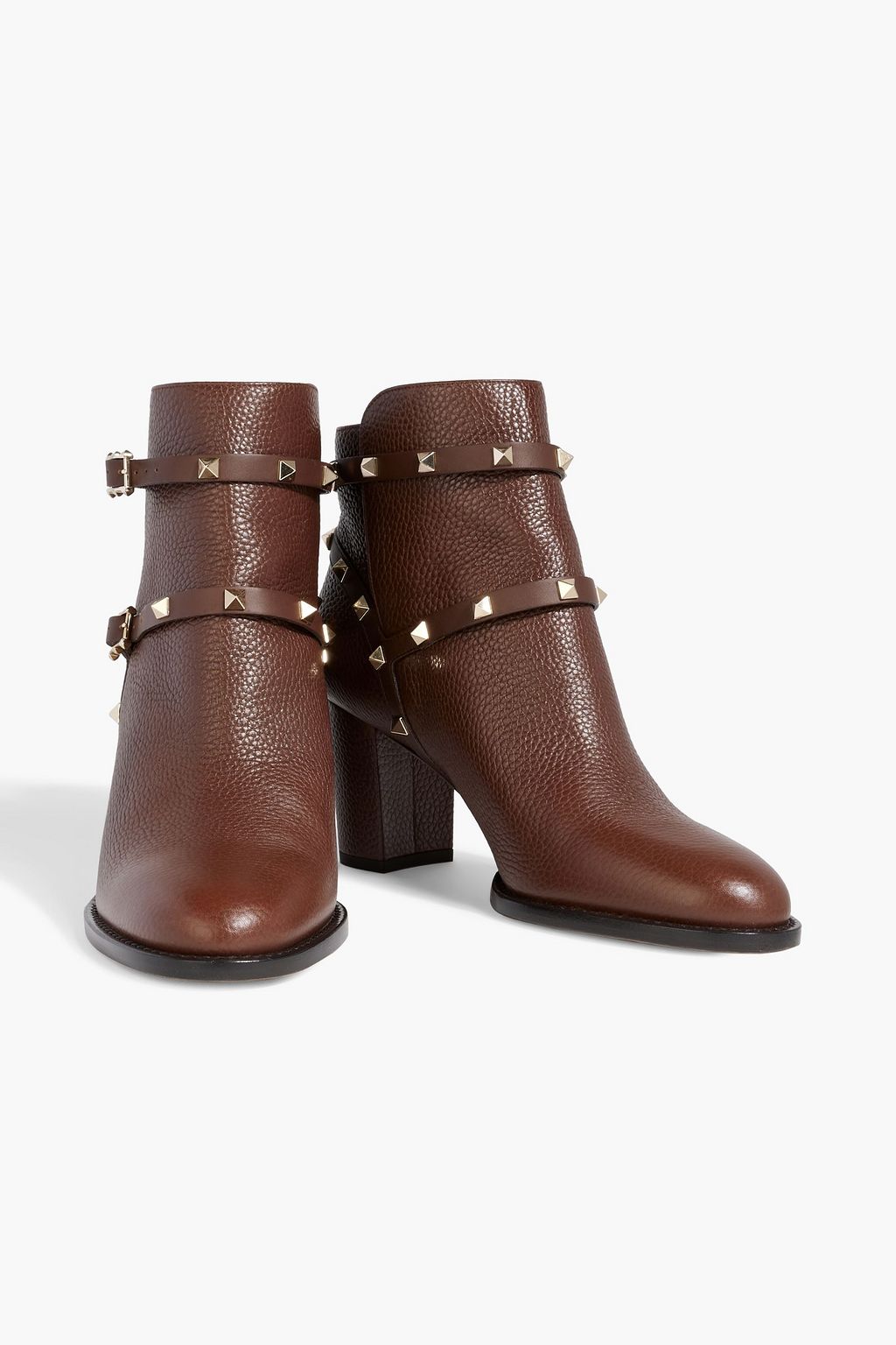 VALENTINO GARAVANI Rockstud pebbled-leather ankle boots