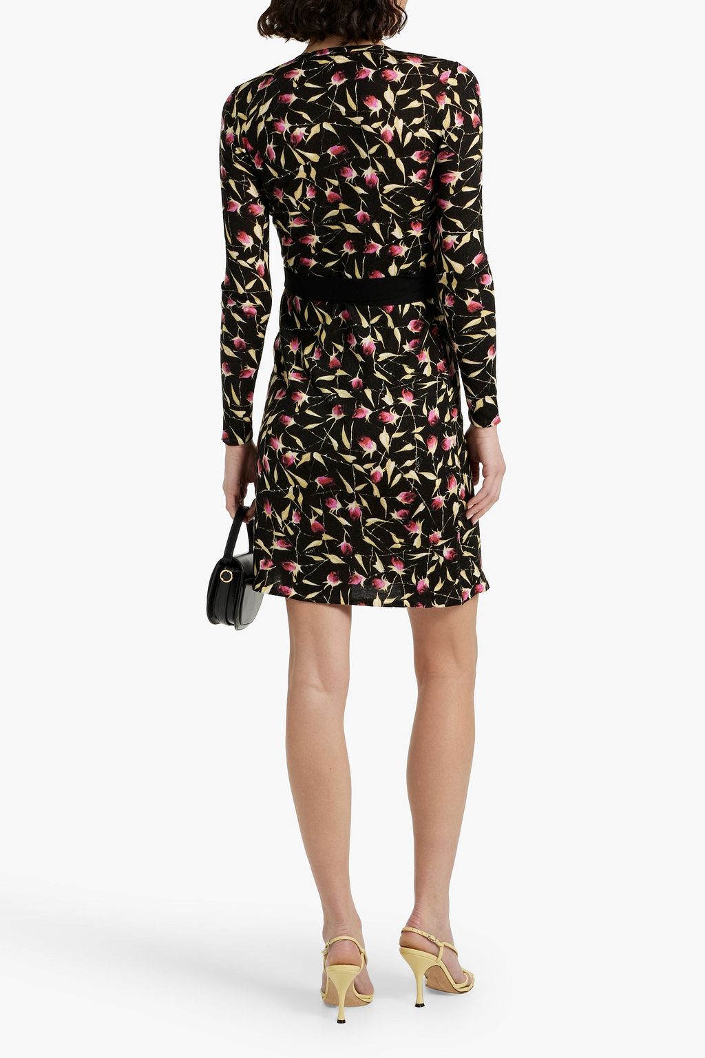 DIANE VON FURSTENBERG ウールジャージー ミニラップドレス フローラルプリント