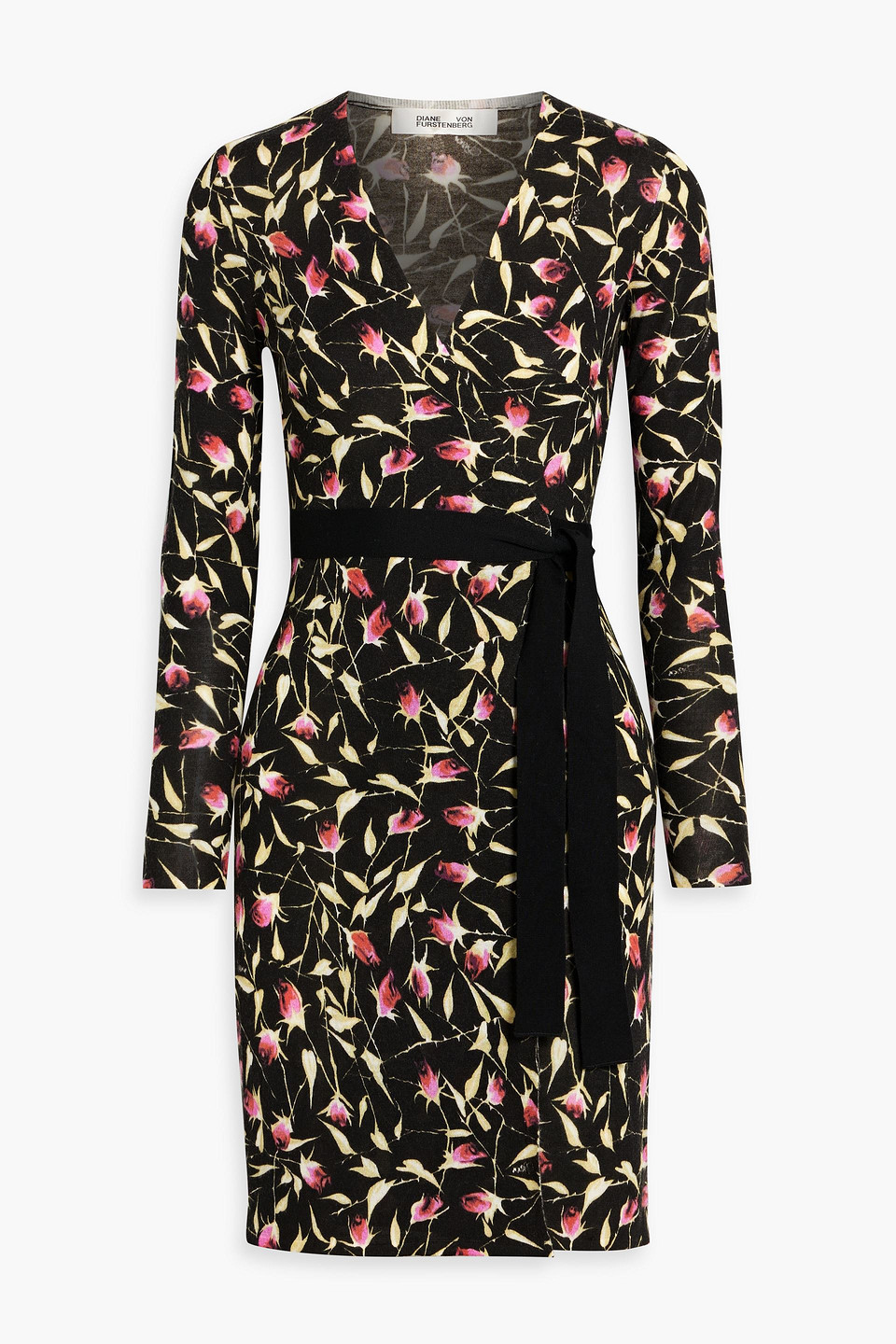 Diane Von Furstenberg Luella Floral-print Wool-jersey Mini Wrap Dress