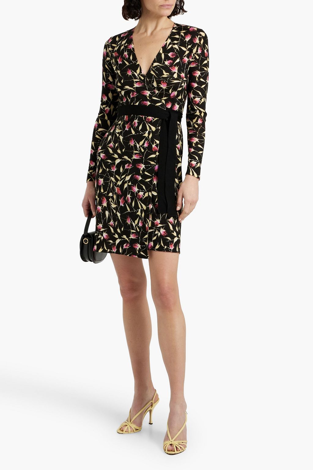 DIANE VON FURSTENBERG ウールジャージー ミニラップドレス フローラルプリント