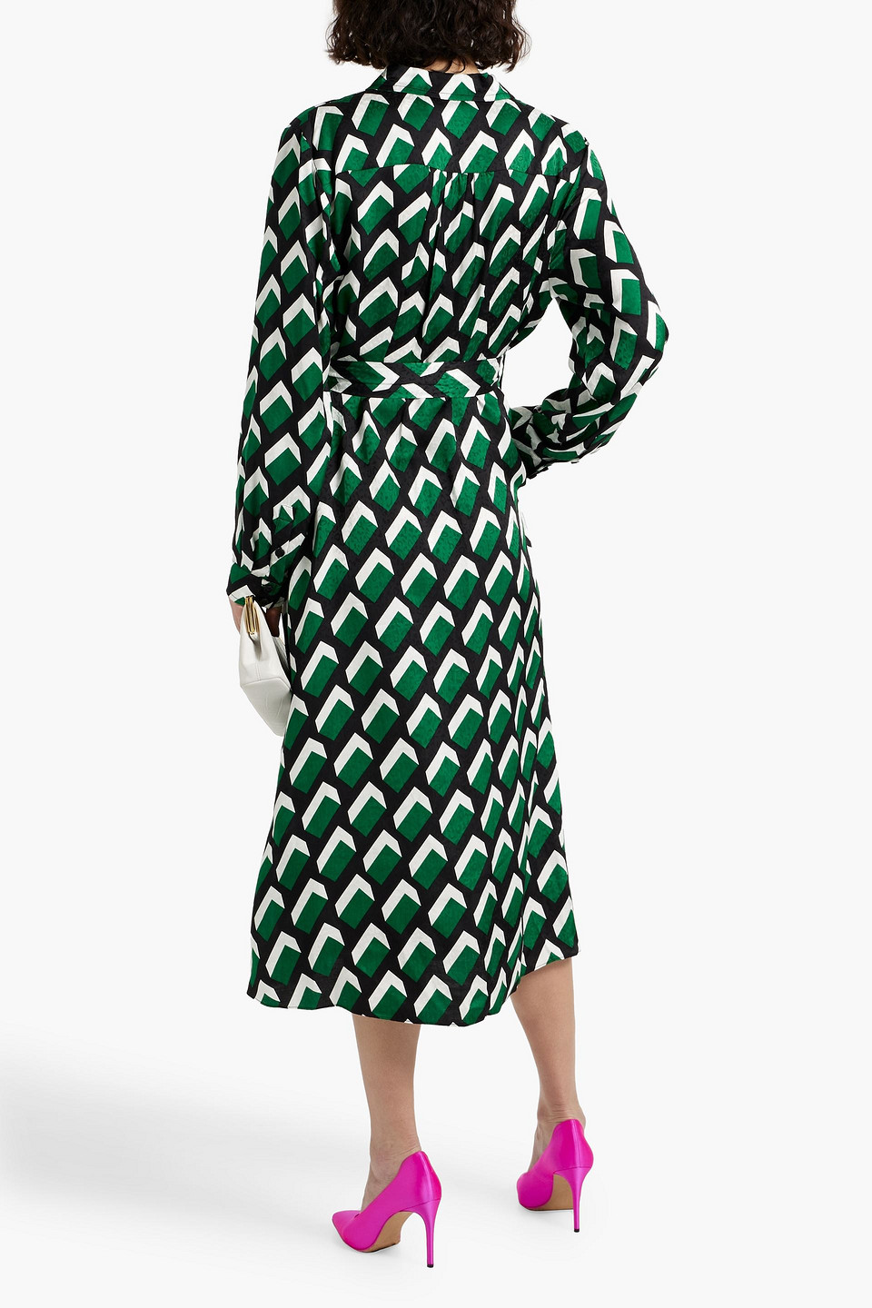 Diane Von Furstenberg Gizelle Printed Jacquard Midi Shirt Dress In Multi