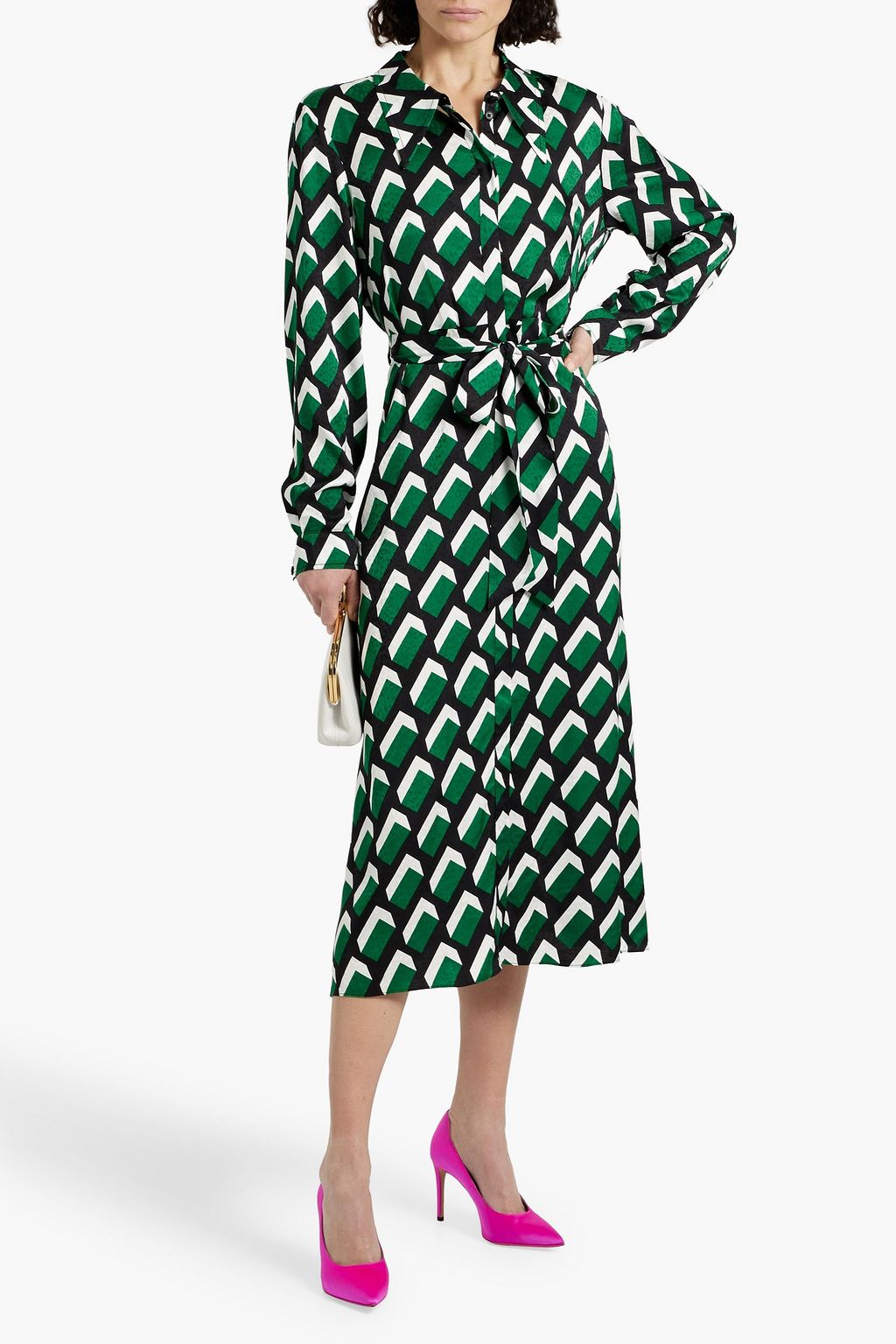 DIANE VON FURSTENBERG Gizelle Hemdkleid aus Jacquard in Midilänge mit Print