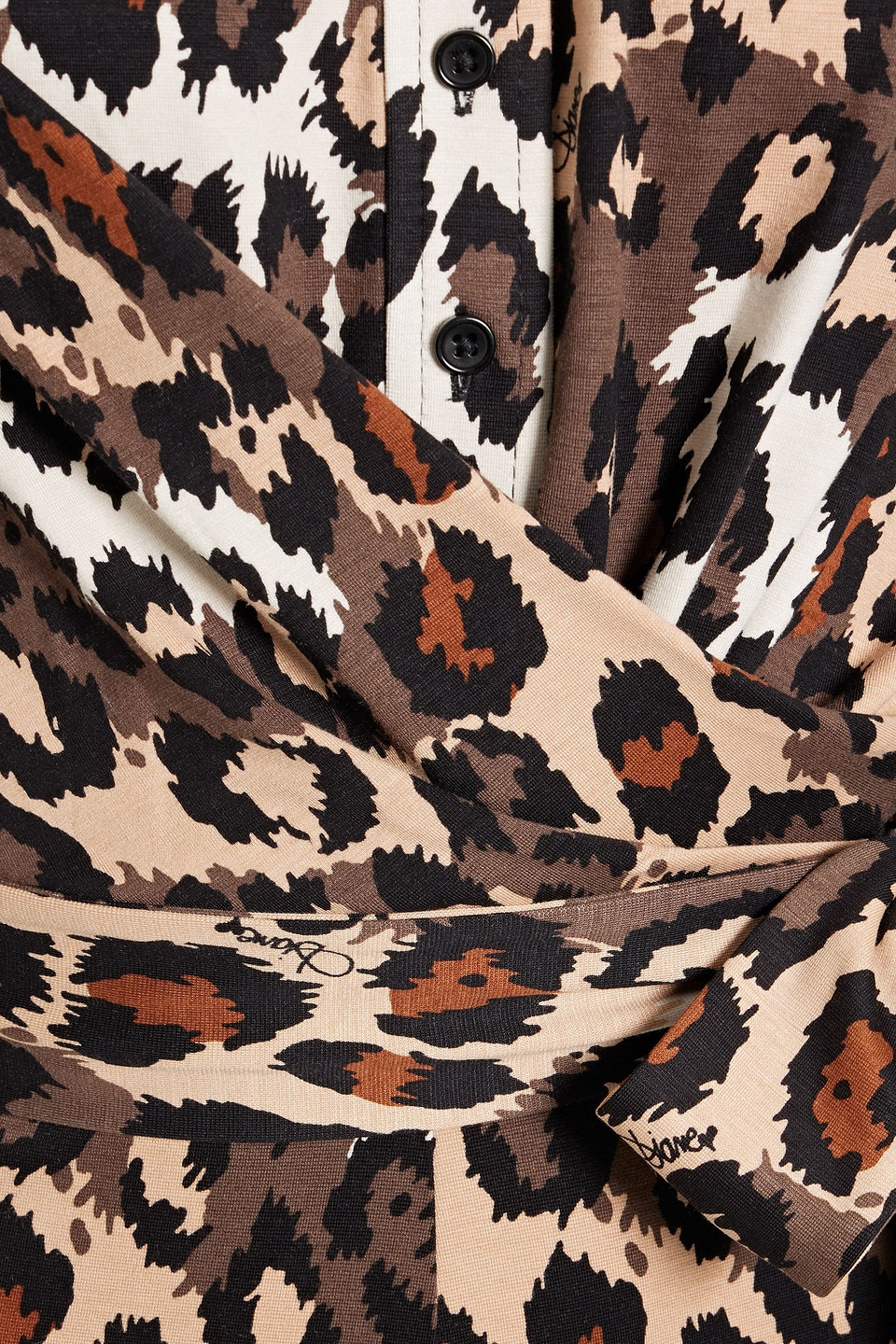 Diane Von Furstenberg Michele Wrap-effect Leopard-print Jersey Wide-leg Jumpsuit