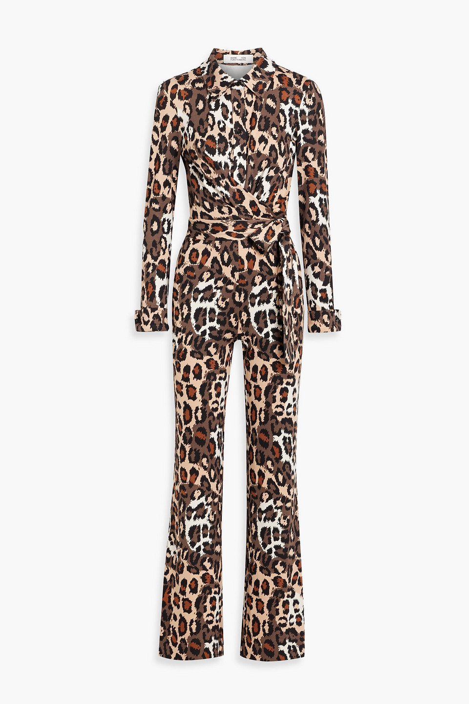 Diane Von Furstenberg Michele Wrap-effect Leopard-print Jersey Wide-leg Jumpsuit