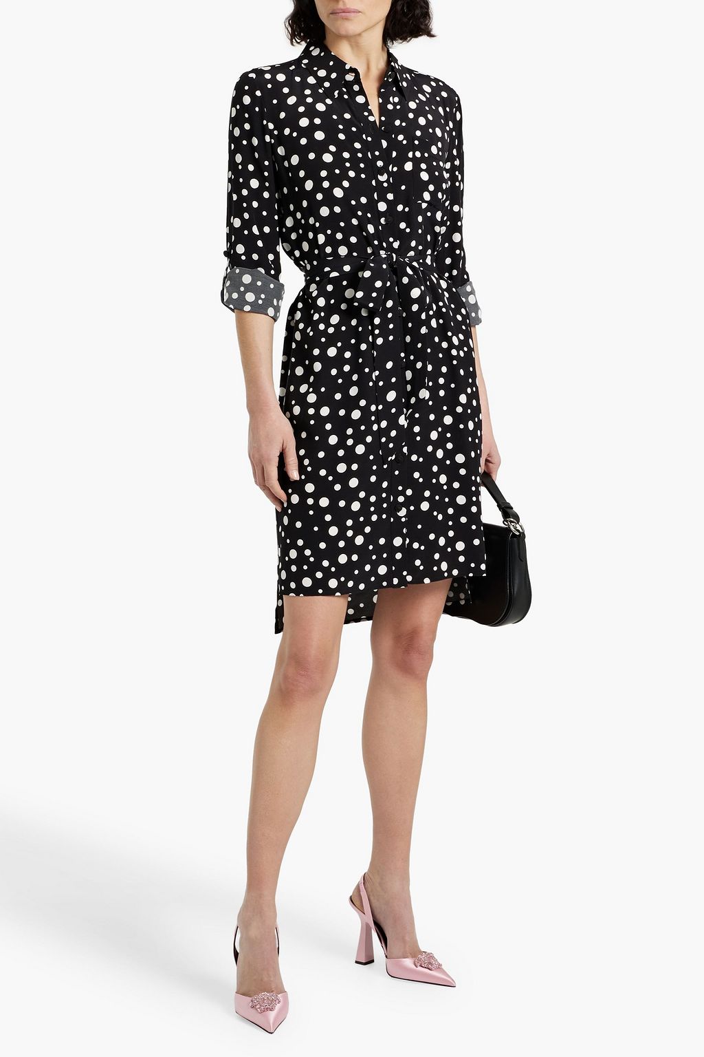 DIANE VON FURSTENBERG Hemdkleid „Prita“ aus Crêpe de Chine mit Polka-Dots
