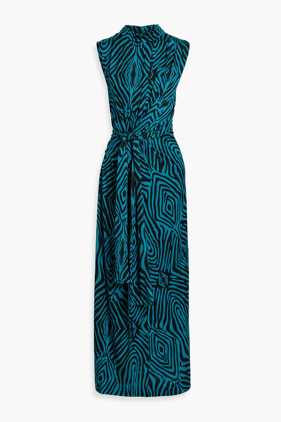 Diane Von Furstenberg Geri Draped Zebra-print Jersey Maxi Dress