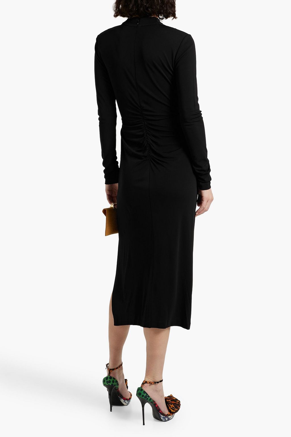 DIANE VON FURSTENBERG Sonja ruched crepe turtleneck midi dress