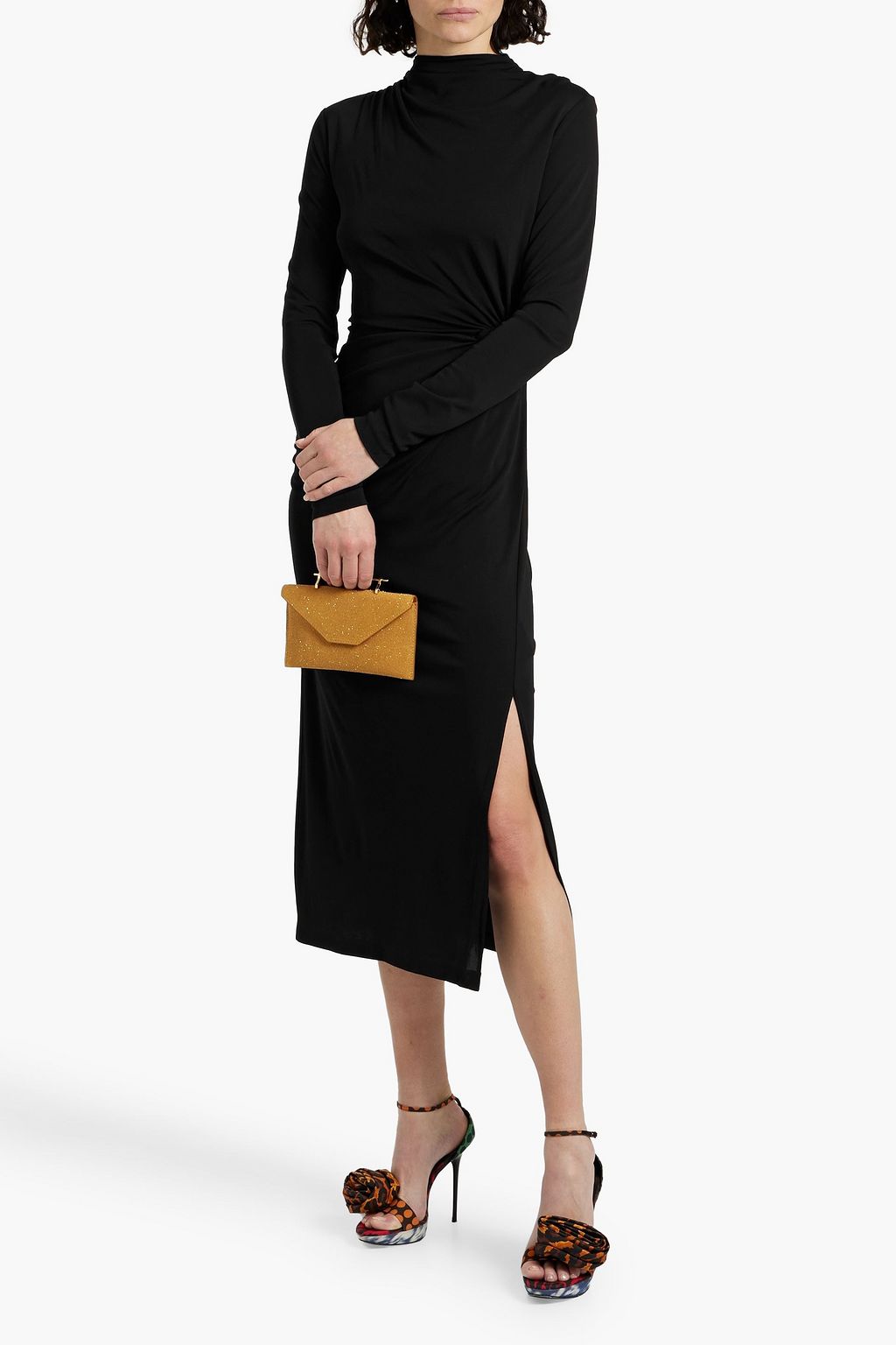DIANE VON FURSTENBERG Sonja ruched crepe turtleneck midi dress