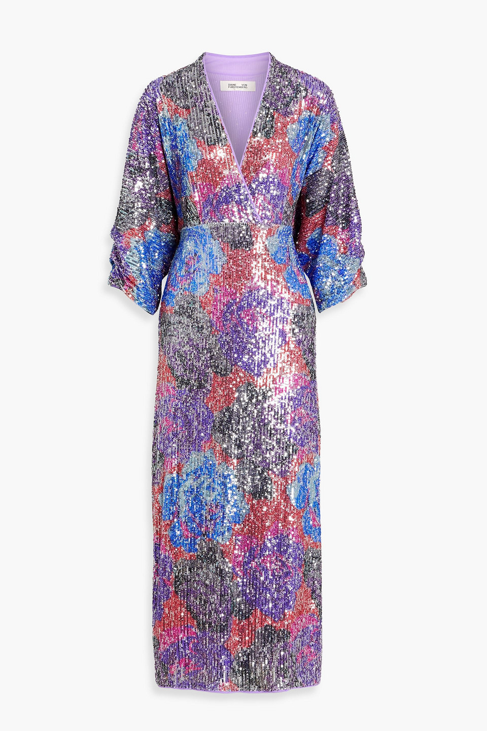 Diane Von Furstenberg Jessel Wrap-effect Sequined Stretch-mesh Maxi Dress
