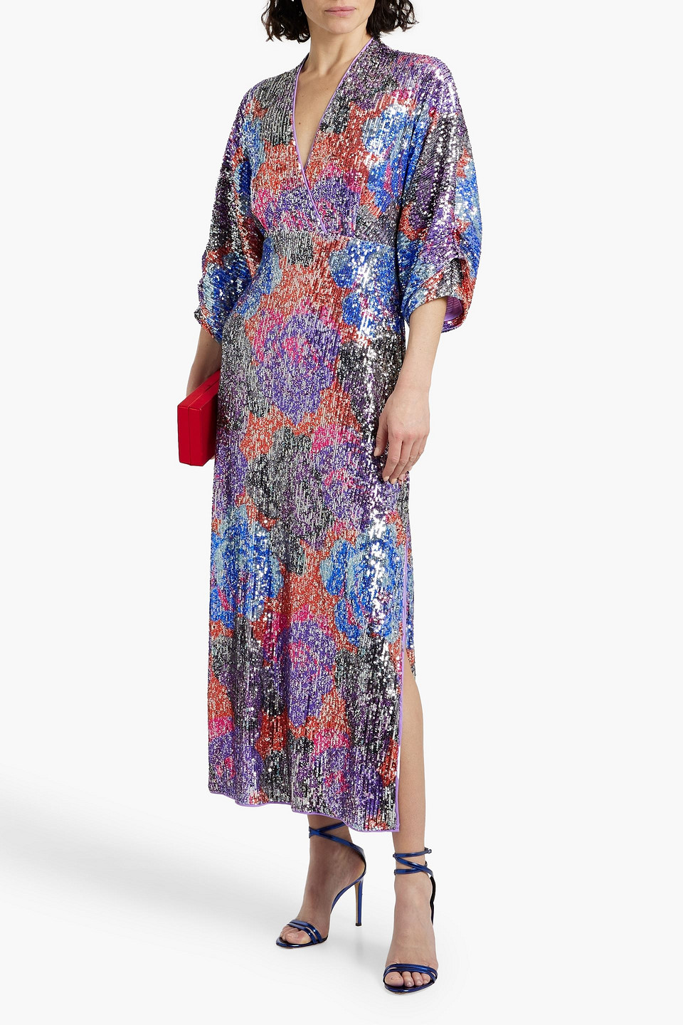 Diane Von Furstenberg Jessel Wrap-effect Sequined Stretch-mesh Maxi Dress