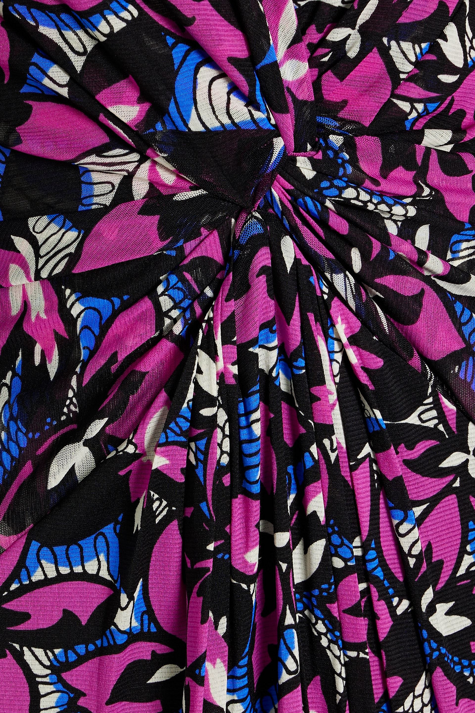 Diane Von Furstenberg Kassia Ruched Printed Stretch-mesh Maxi Dress