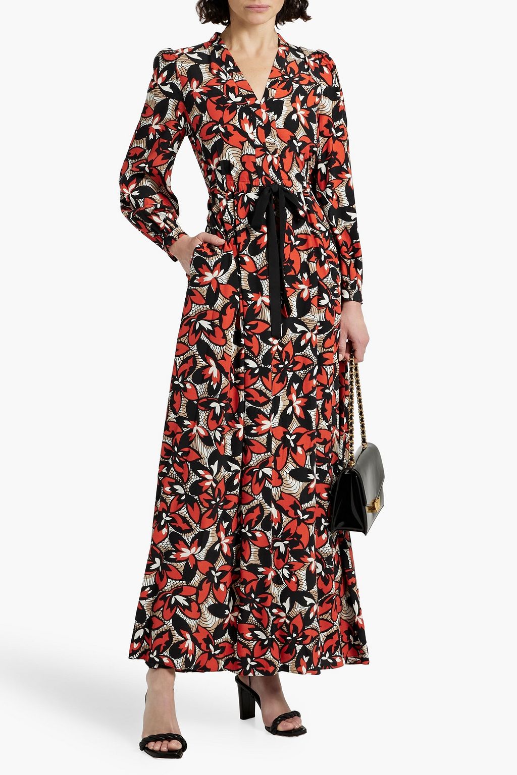 DIANE VON FURSTENBERG Lilo pleated printed crepe maxi dress
