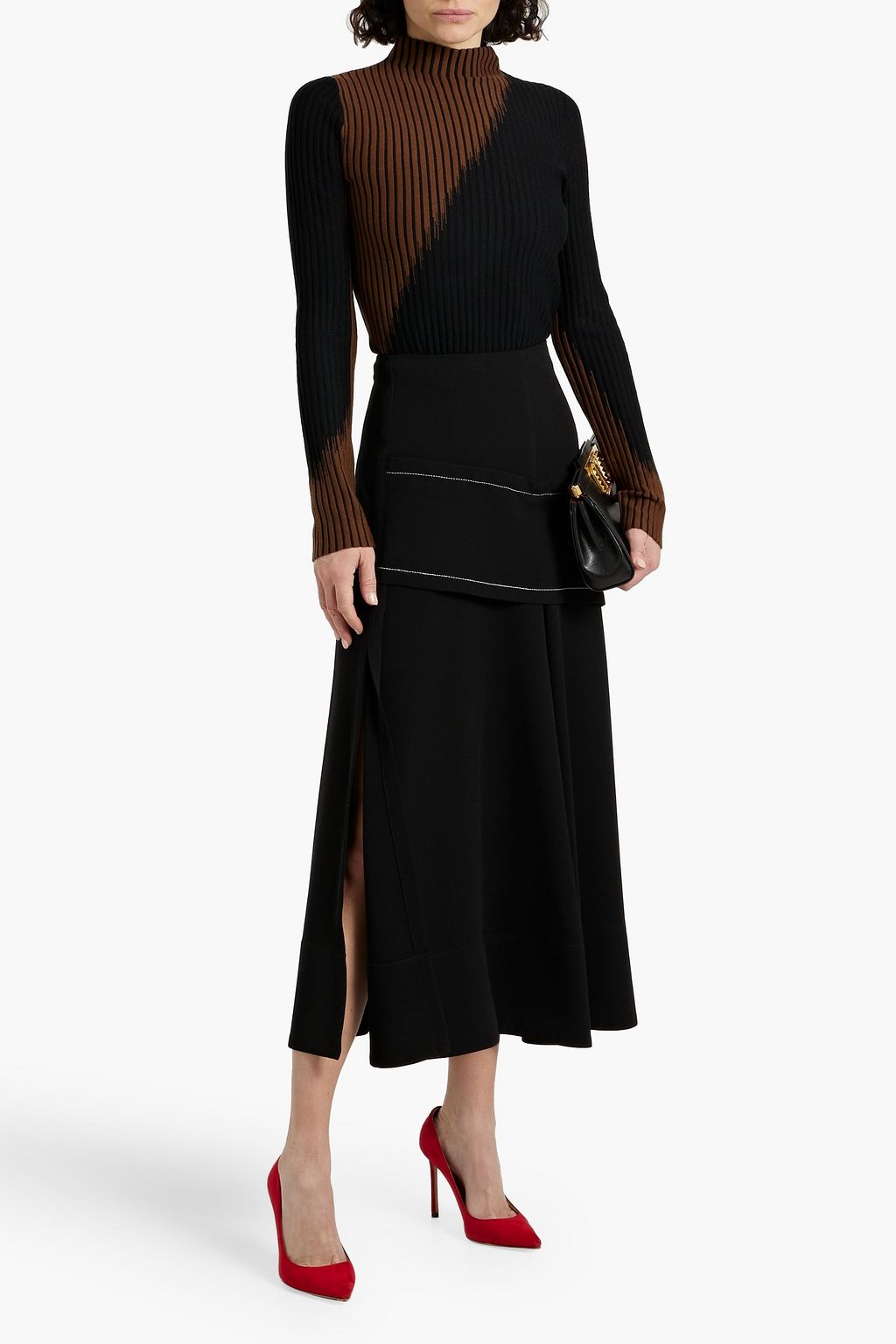 DIANE VON FURSTENBERG Marisol two-tone ribbed-knit turtleneck sweater