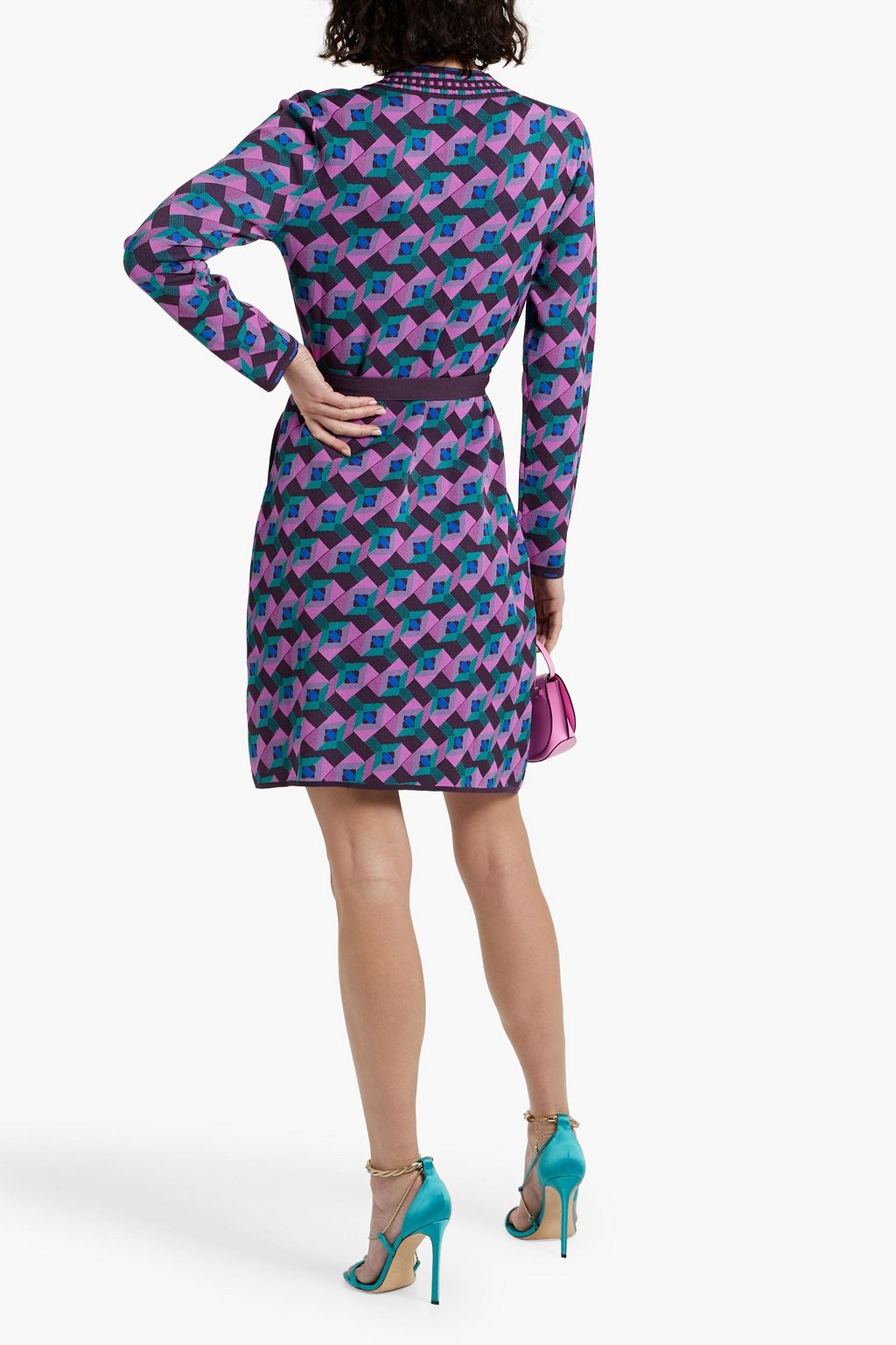 DIANE VON FURSTENBERG Edwina intarsia-knit mini wrap dress