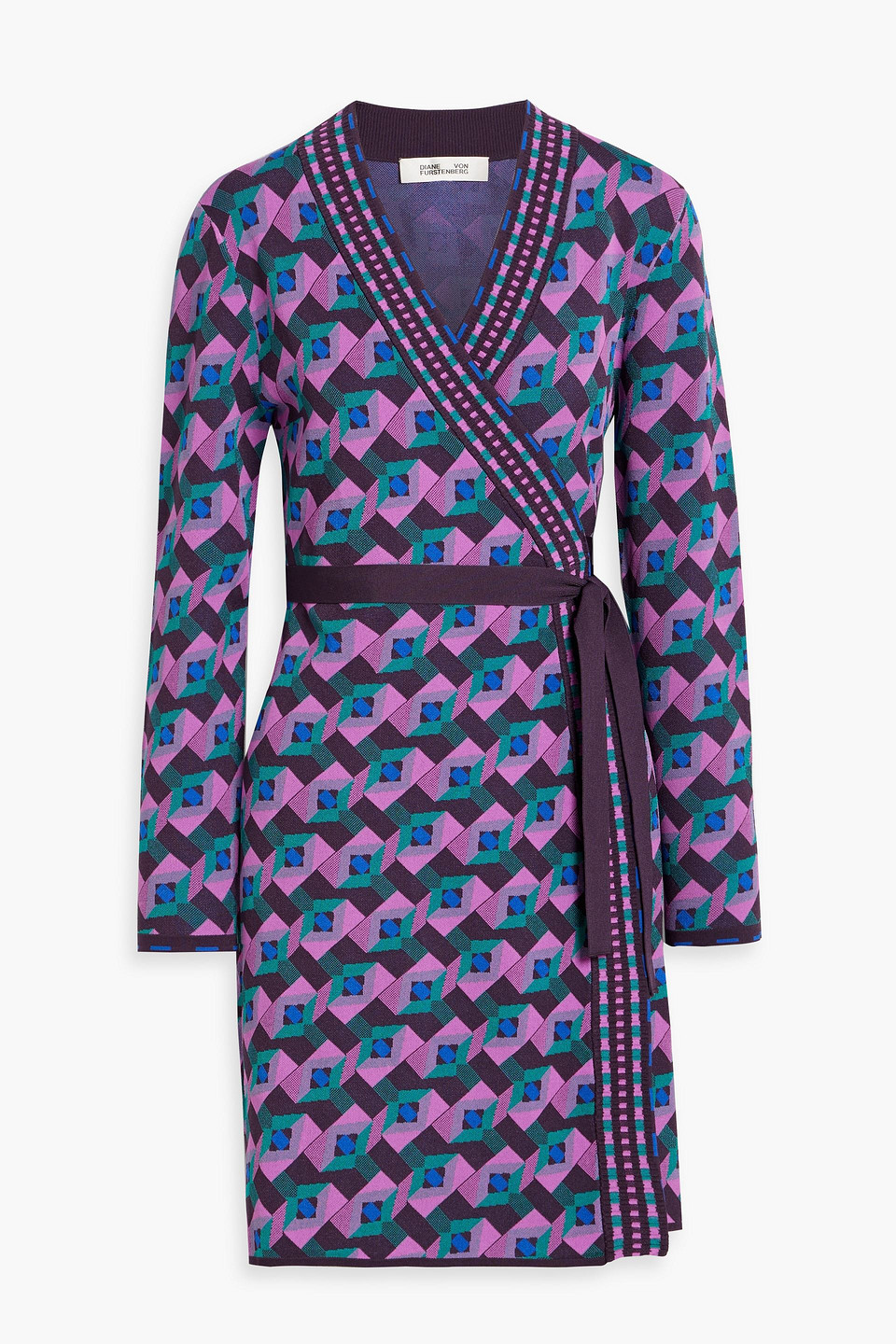 Diane Von Furstenberg Edwina Intarsia-knit Mini Wrap Dress