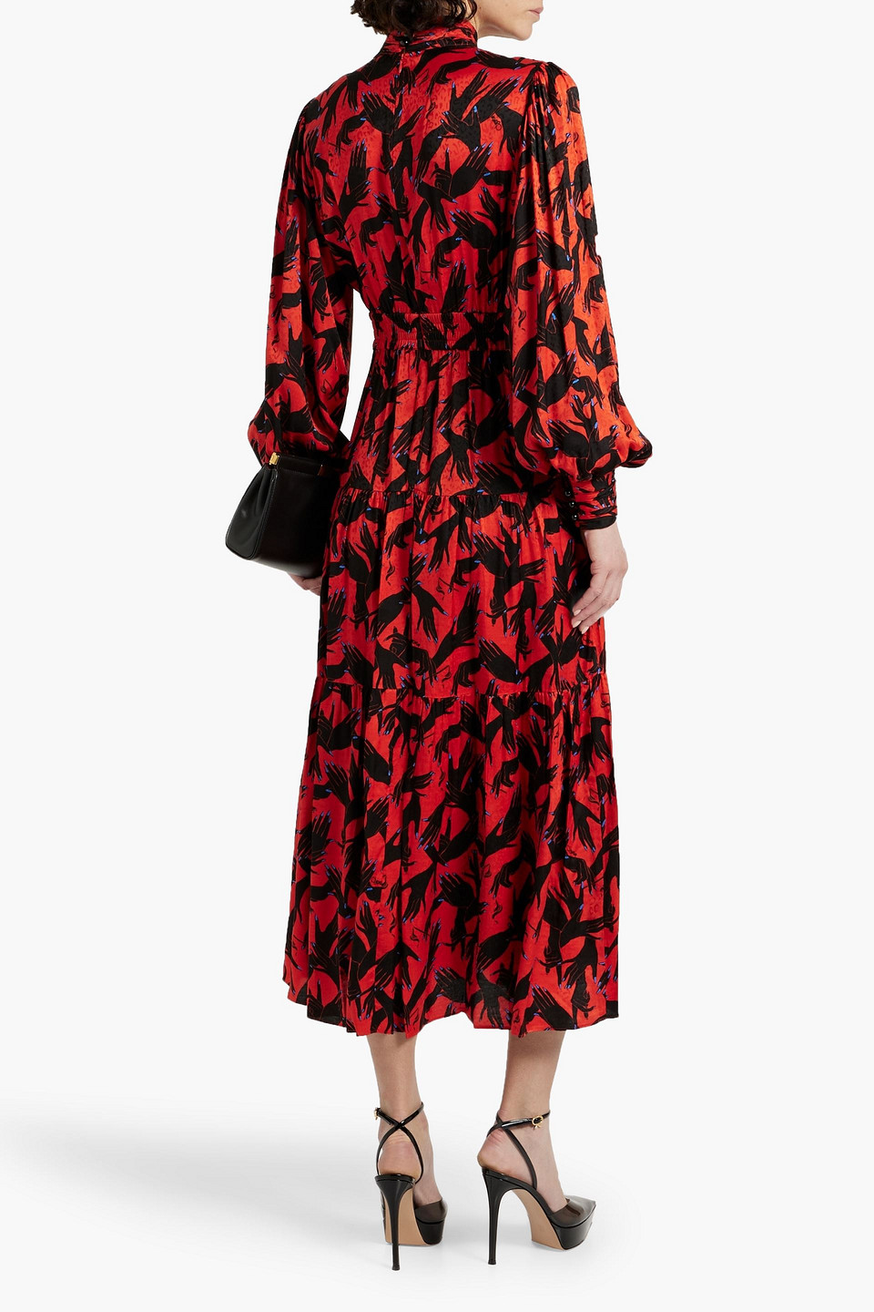 Diane Von Furstenberg Sai Tiered Printed Jacquard Midi Dress