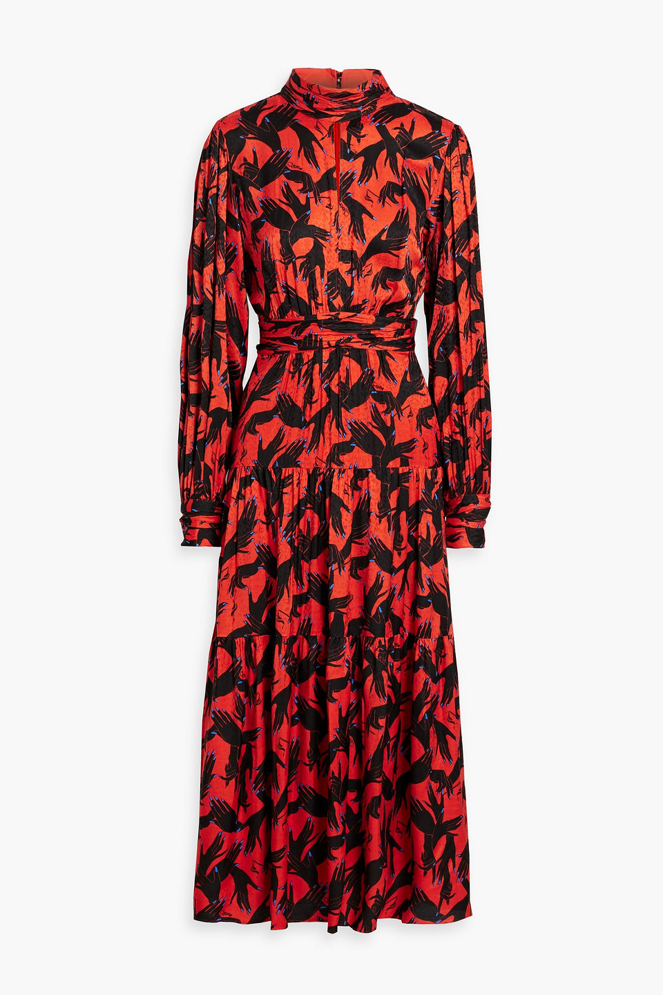 Diane Von Furstenberg Sai Tiered Printed Jacquard Midi Dress