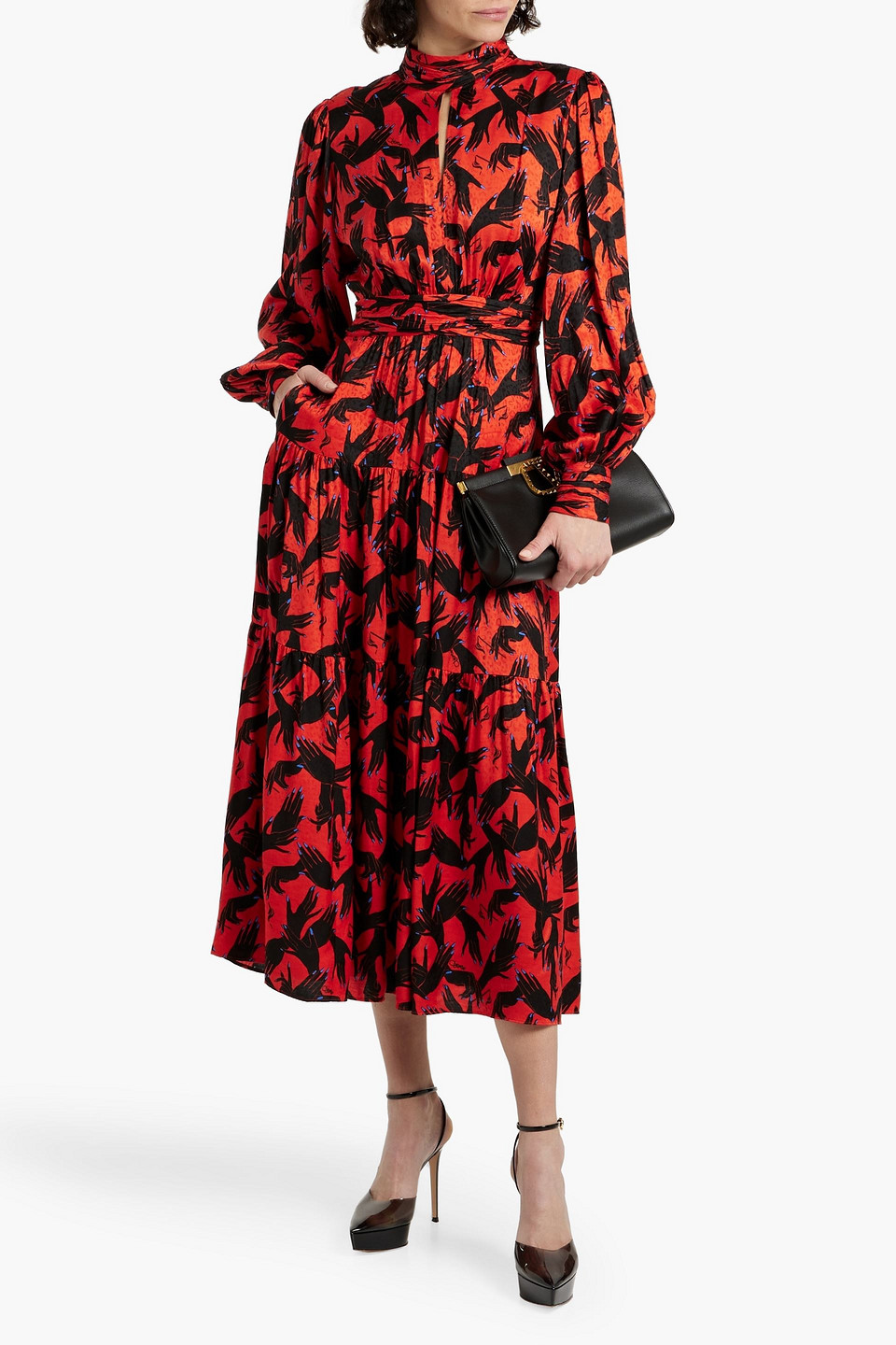 Diane Von Furstenberg Sai Tiered Printed Jacquard Midi Dress