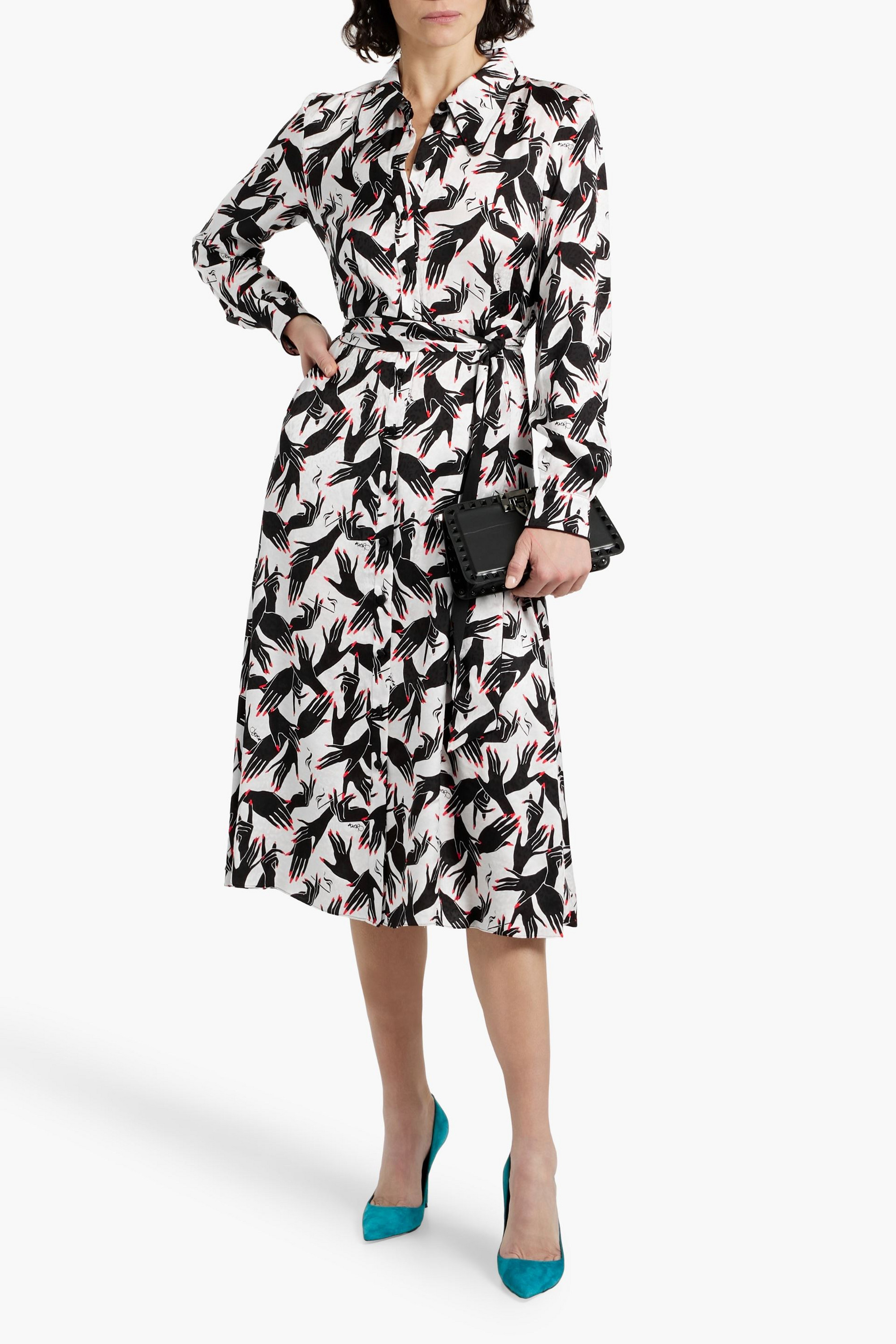 diane von furstenberg shirt dress Diane Von Furstenberg Blaine Floral-Print Midi Shirt Dress In Black - 60% Off