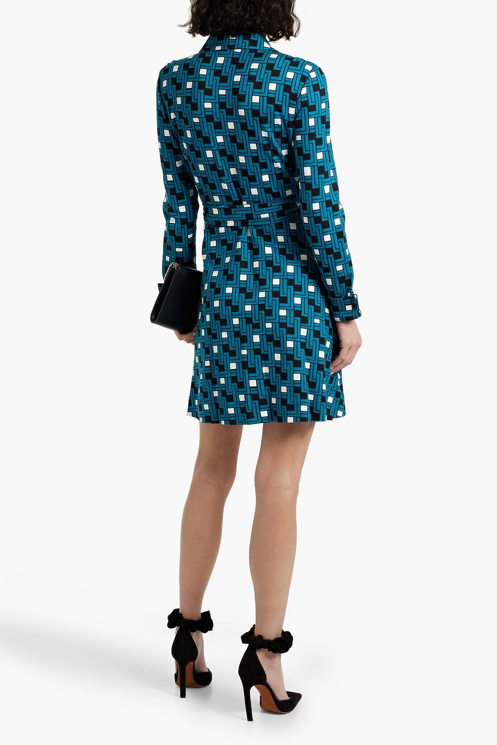 DIANE VON FURSTENBERG ジャージー ミニシャツワンピース プリント入り