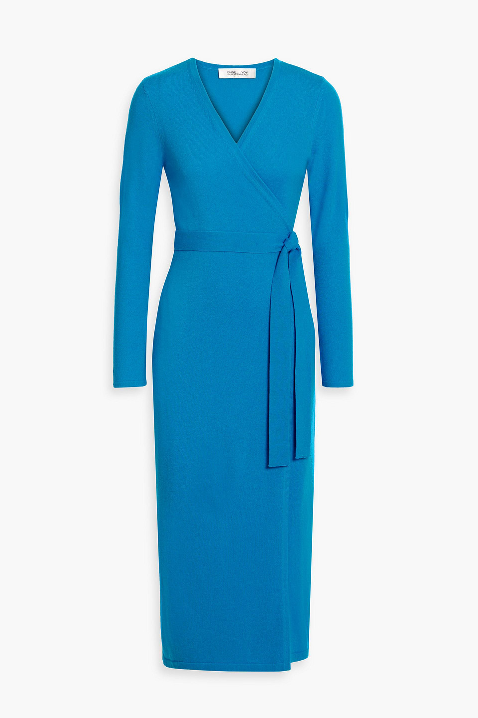 Diane Von Furstenberg Astrid Wool And Cashmere-blend Midi Wrap Dress In Blue