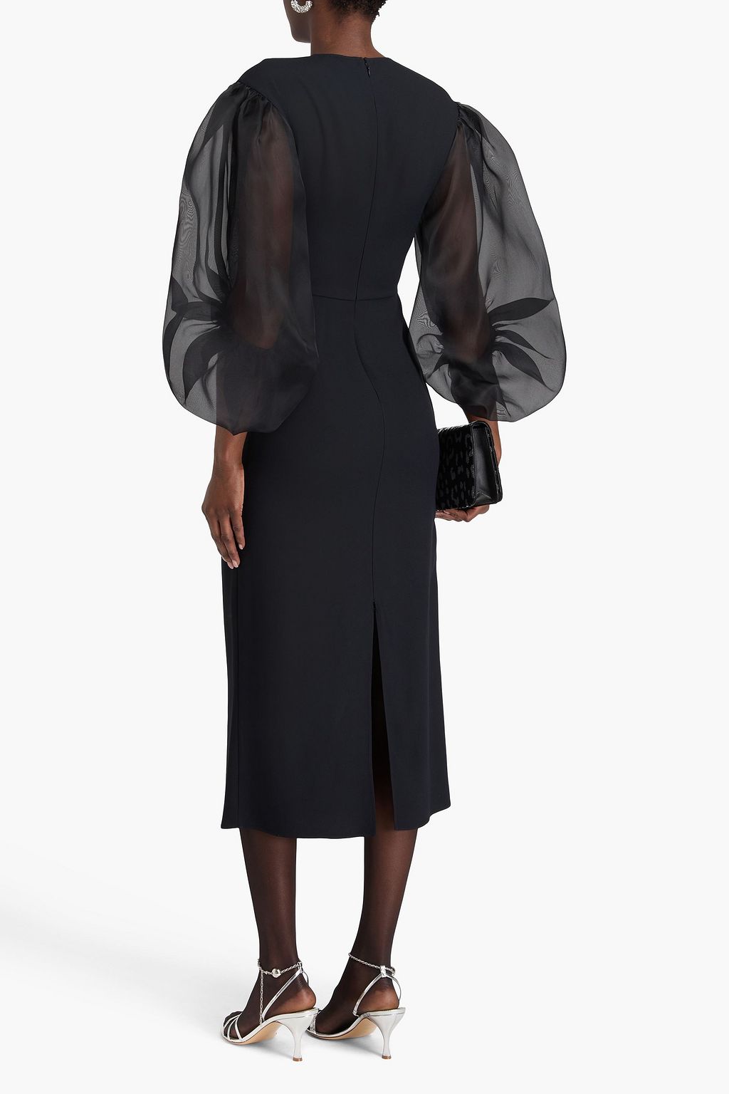 ALTUZARRA Midikleid aus Seiden-Cady mit Organzaeinsätzen