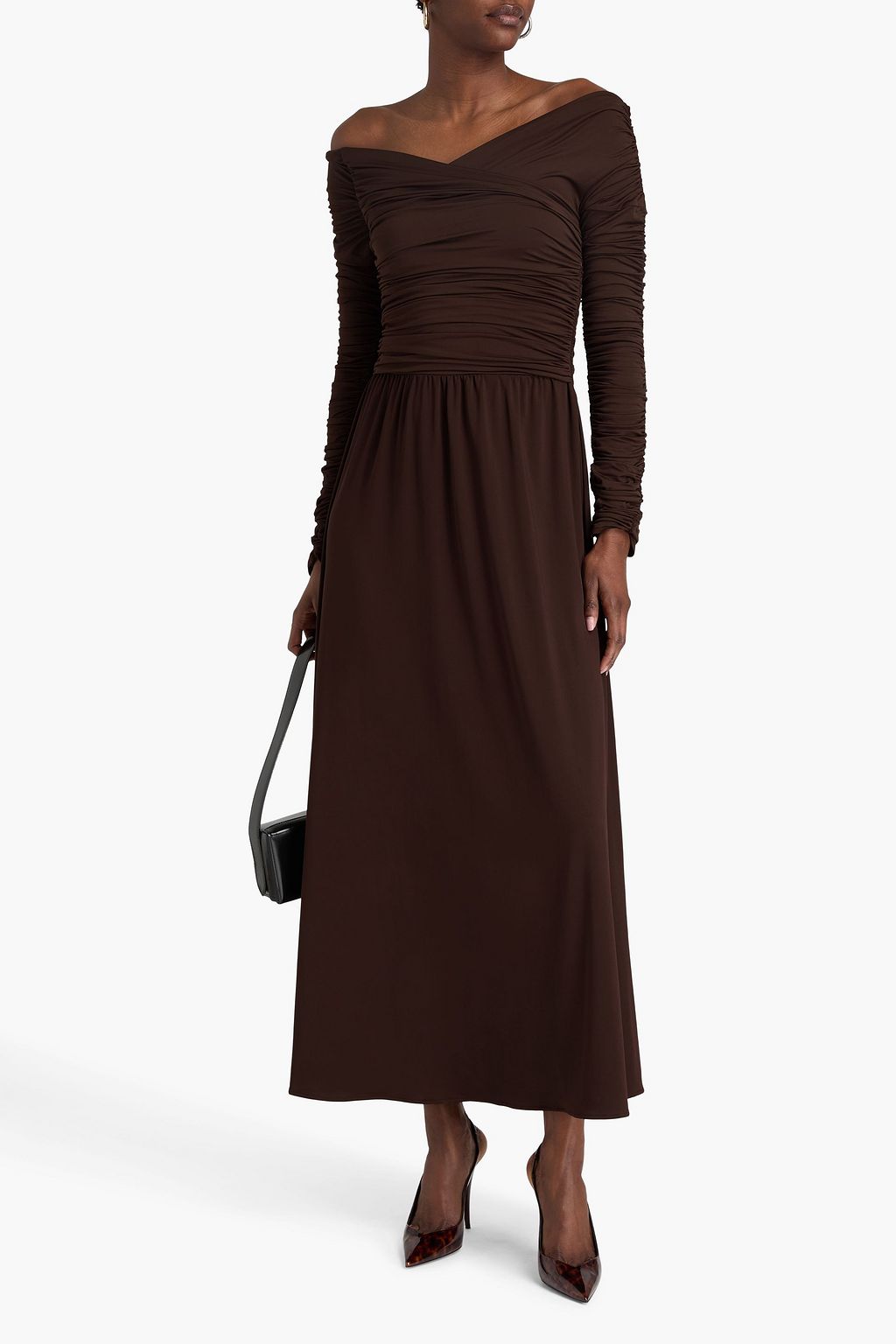 ALTUZARRA Charlotte off-the-shoulder ruched stretch-jersey maxi dress