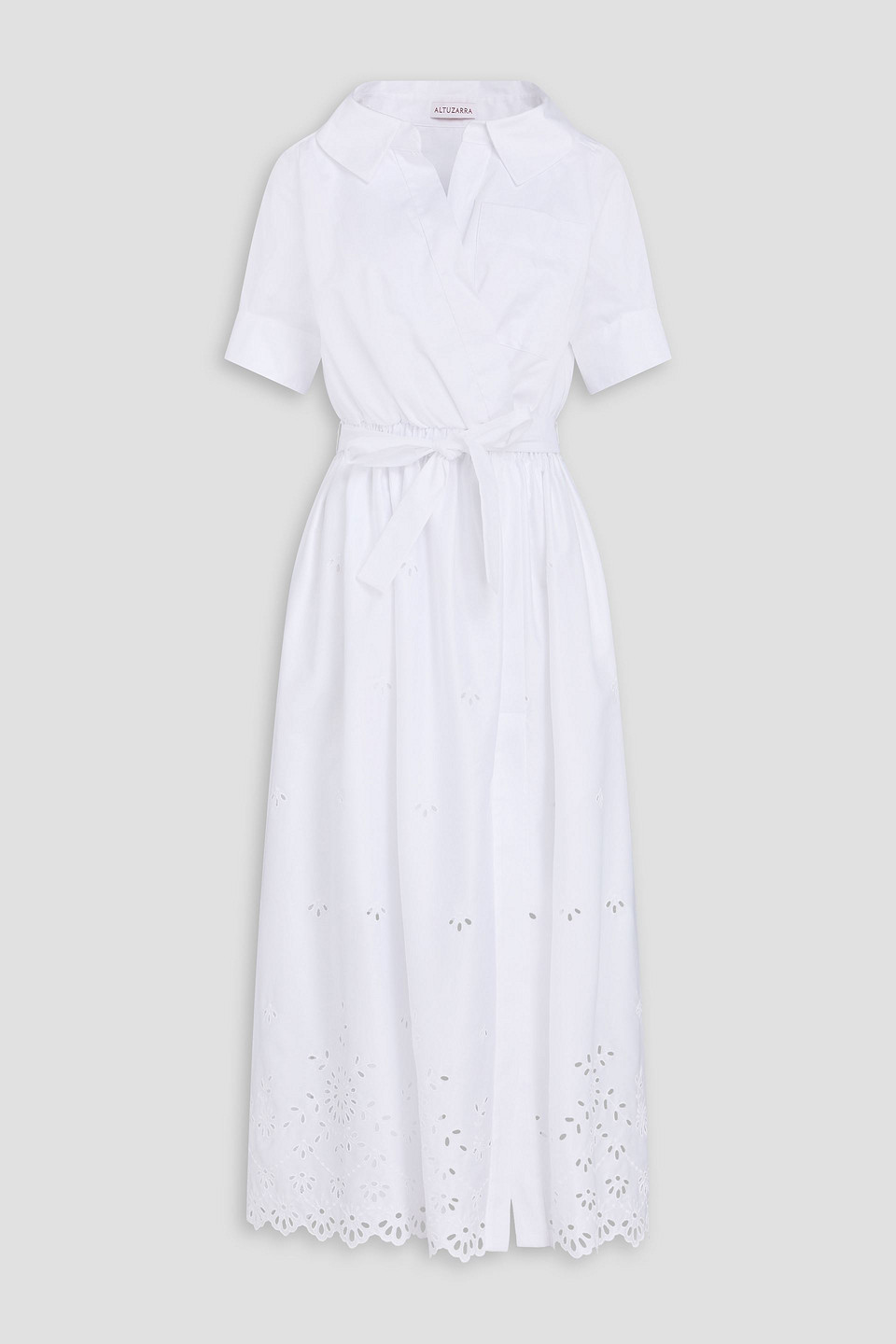 Altuzarra Wrap-effect Broderie Anglaise Cotton-blend Midi Shirt Dress