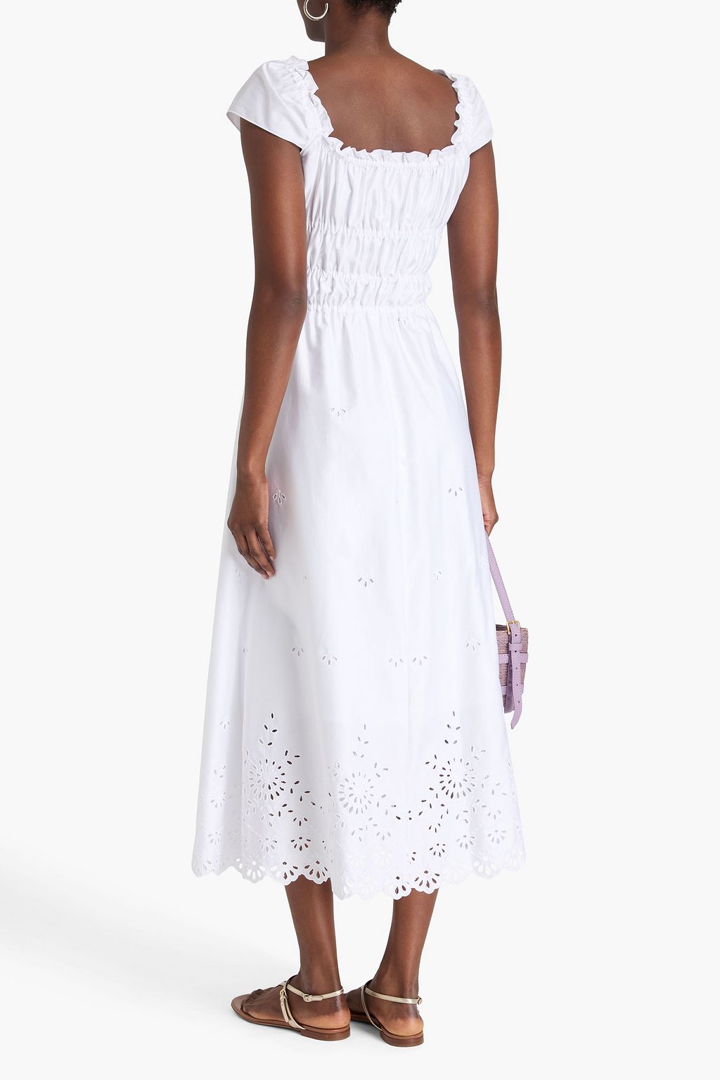 ALTUZARRA Shirred broderie anglaise cotton-blend midi dress
