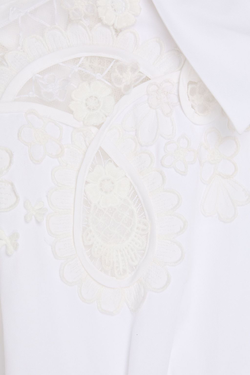 CAROLINA HERRERA Hemdkleid aus Baumwoll-Twill in Midilänge mit Spitzenbesatz