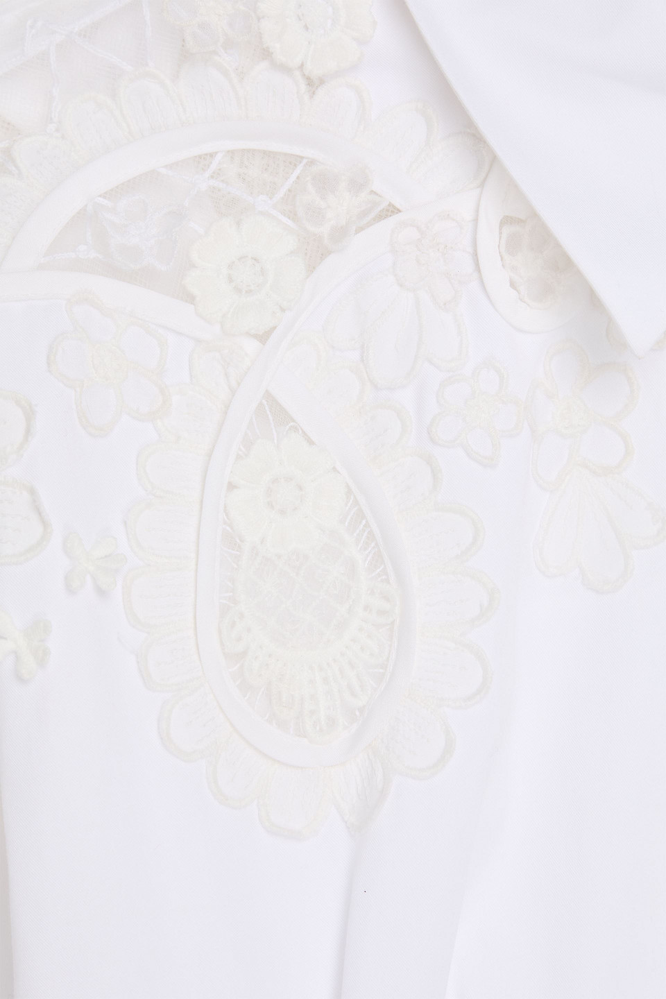 Carolina Herrera Lace-trimmed Cotton-twill Midi Shirt Dress