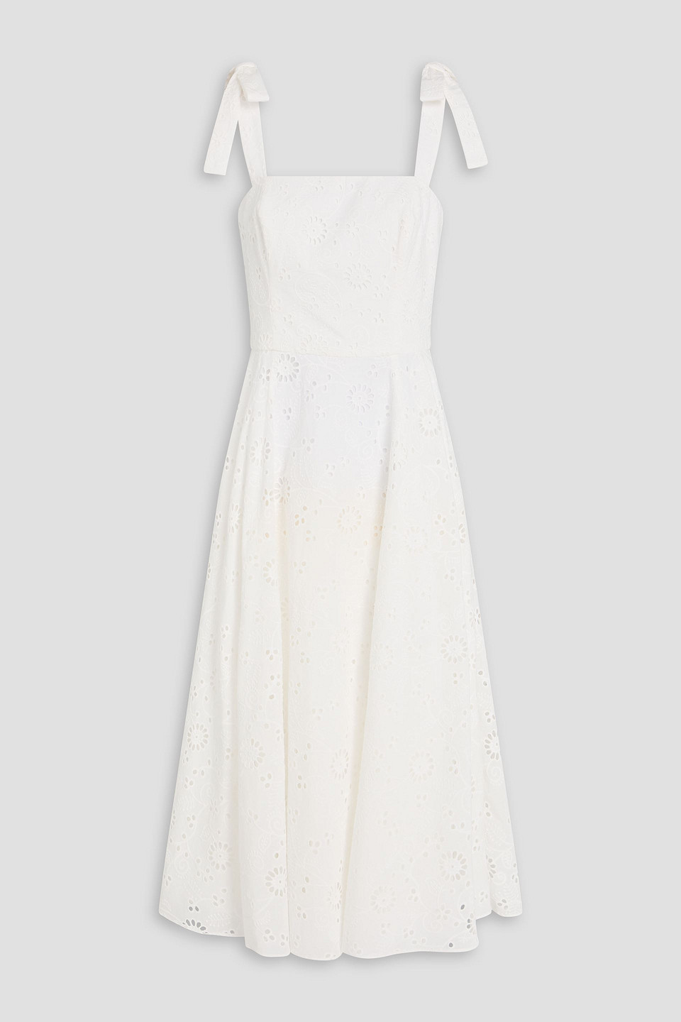 Carolina Herrera Broderie Anglaise Cotton Midi Dress