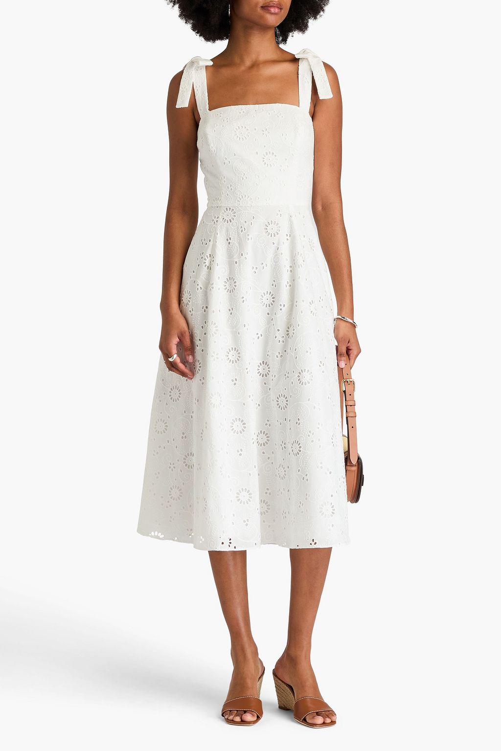 CAROLINA HERRERA Broderie anglaise cotton midi dress
