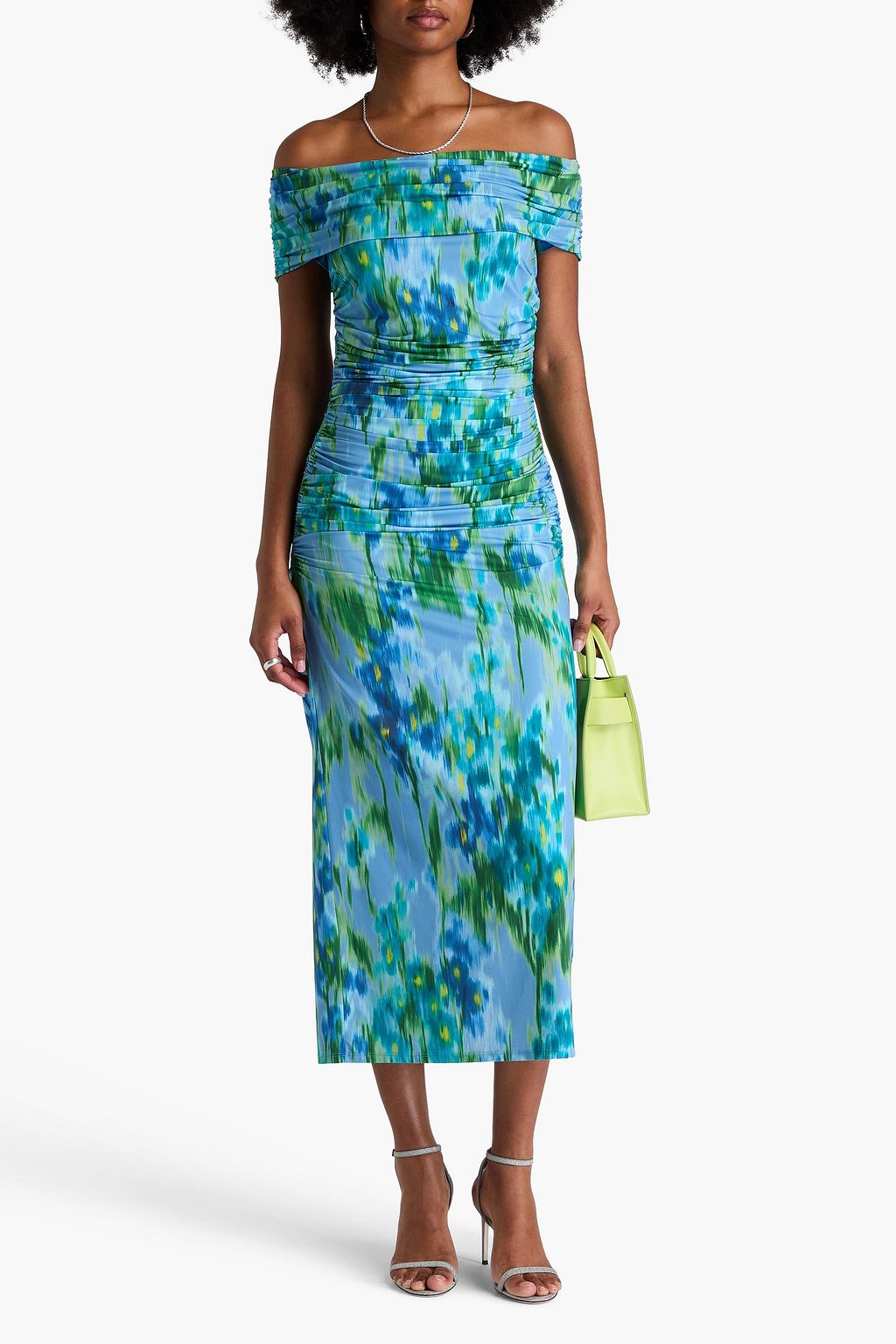 CAROLINA HERRERA Off-the-shoulder floral-print stretch-jersey midi dress