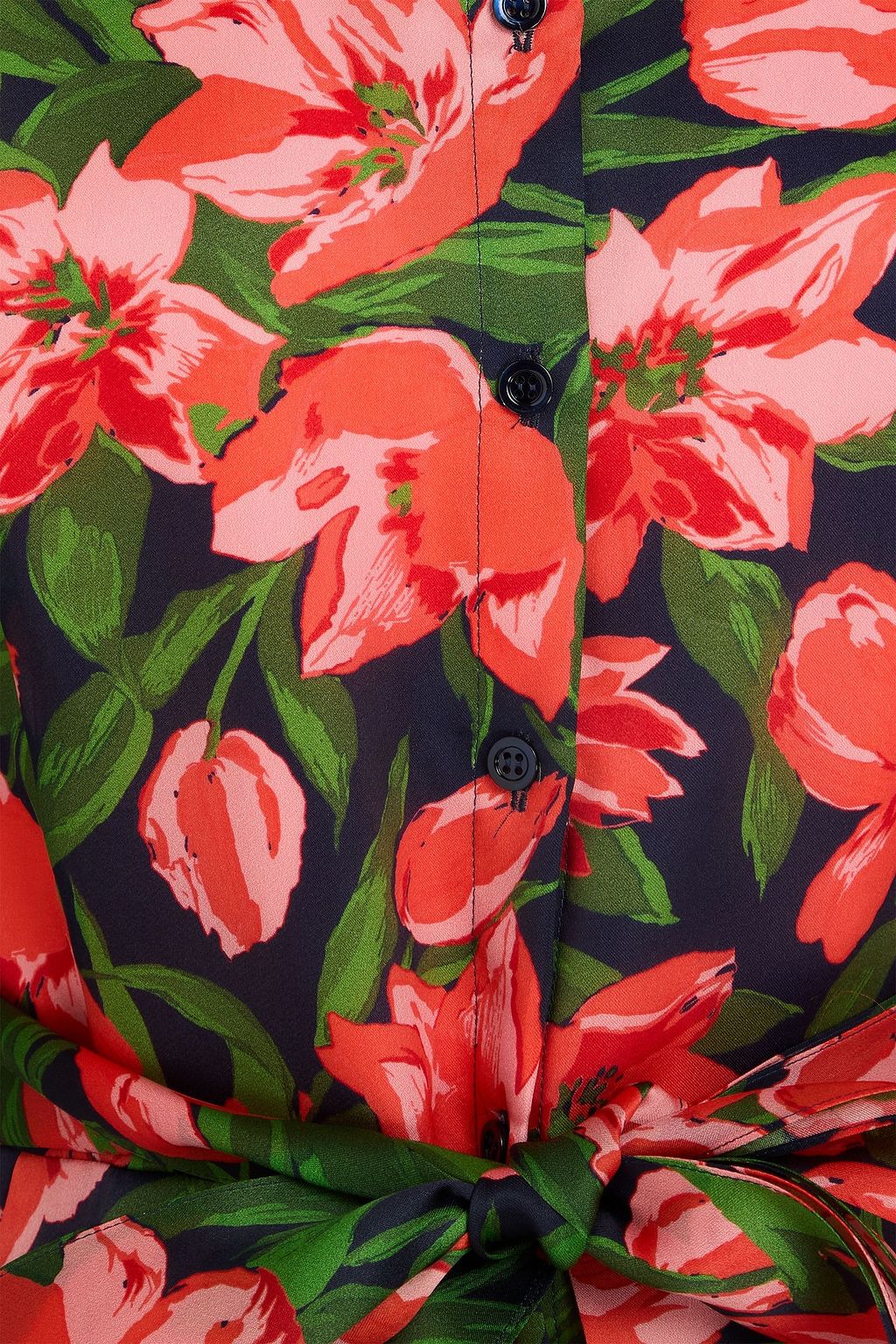 CAROLINA HERRERA Hemdkleid aus Seidenorganza mit floralem Print in Midilänge