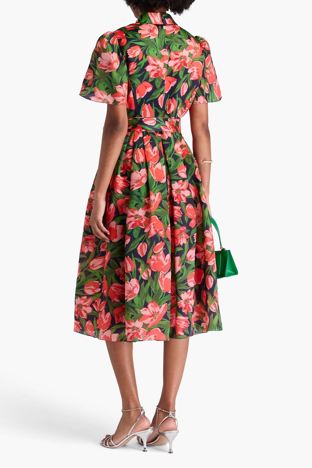 CAROLINA HERRERA Hemdkleid aus Seidenorganza mit floralem Print in Midilänge