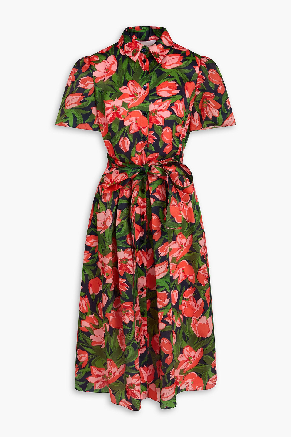 Carolina Herrera Floral-print Silk-organza Midi Shirt Dress
