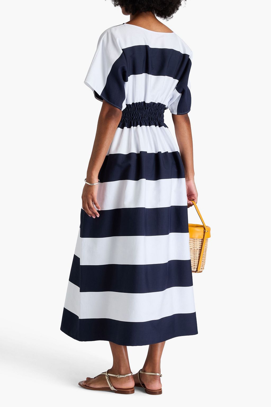 CAROLINA HERRERA Midikleid aus Twill aus einer Baumwollmischung mit Streifen