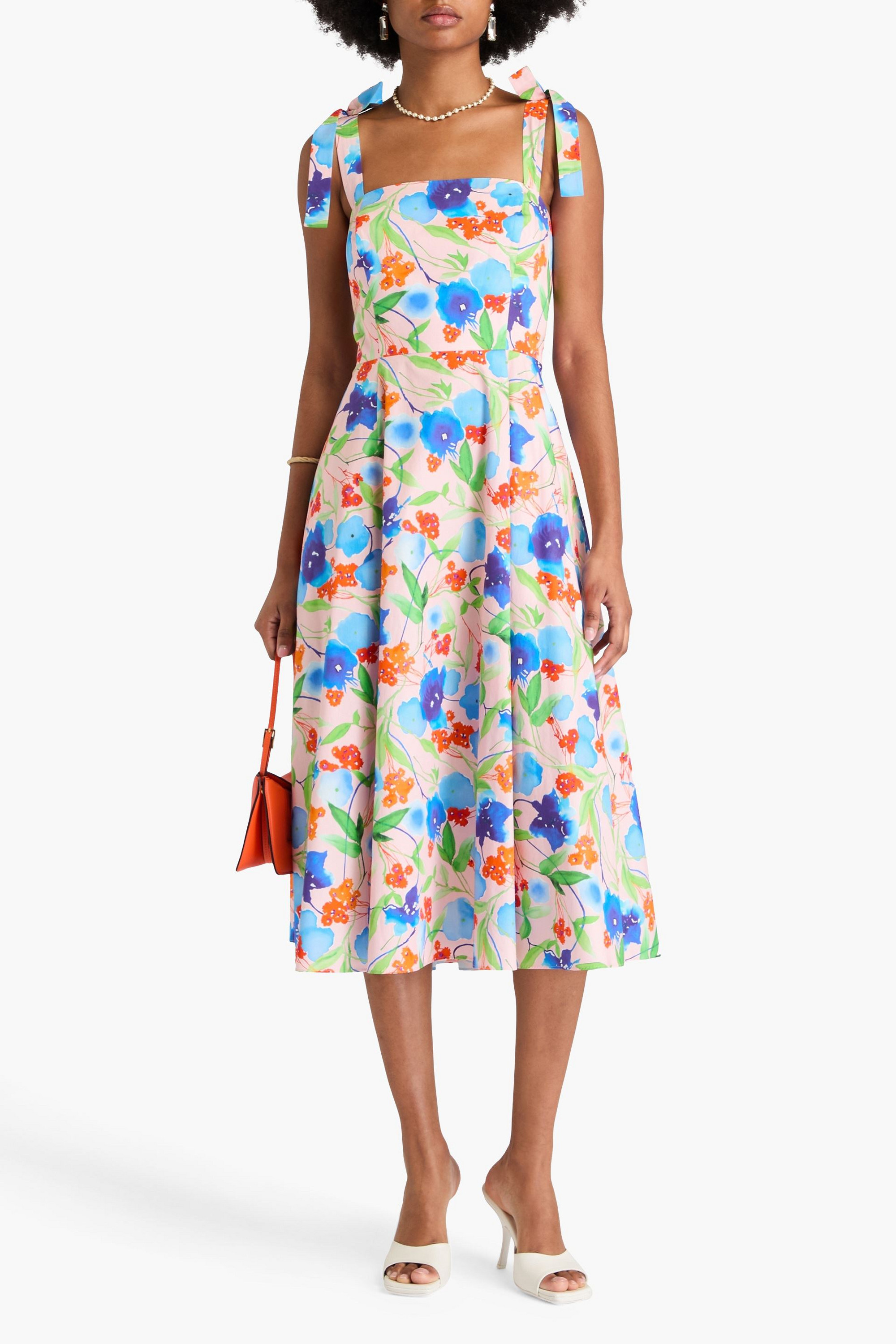 Carolina Herrera Floral-print cotton-poplin midi dress