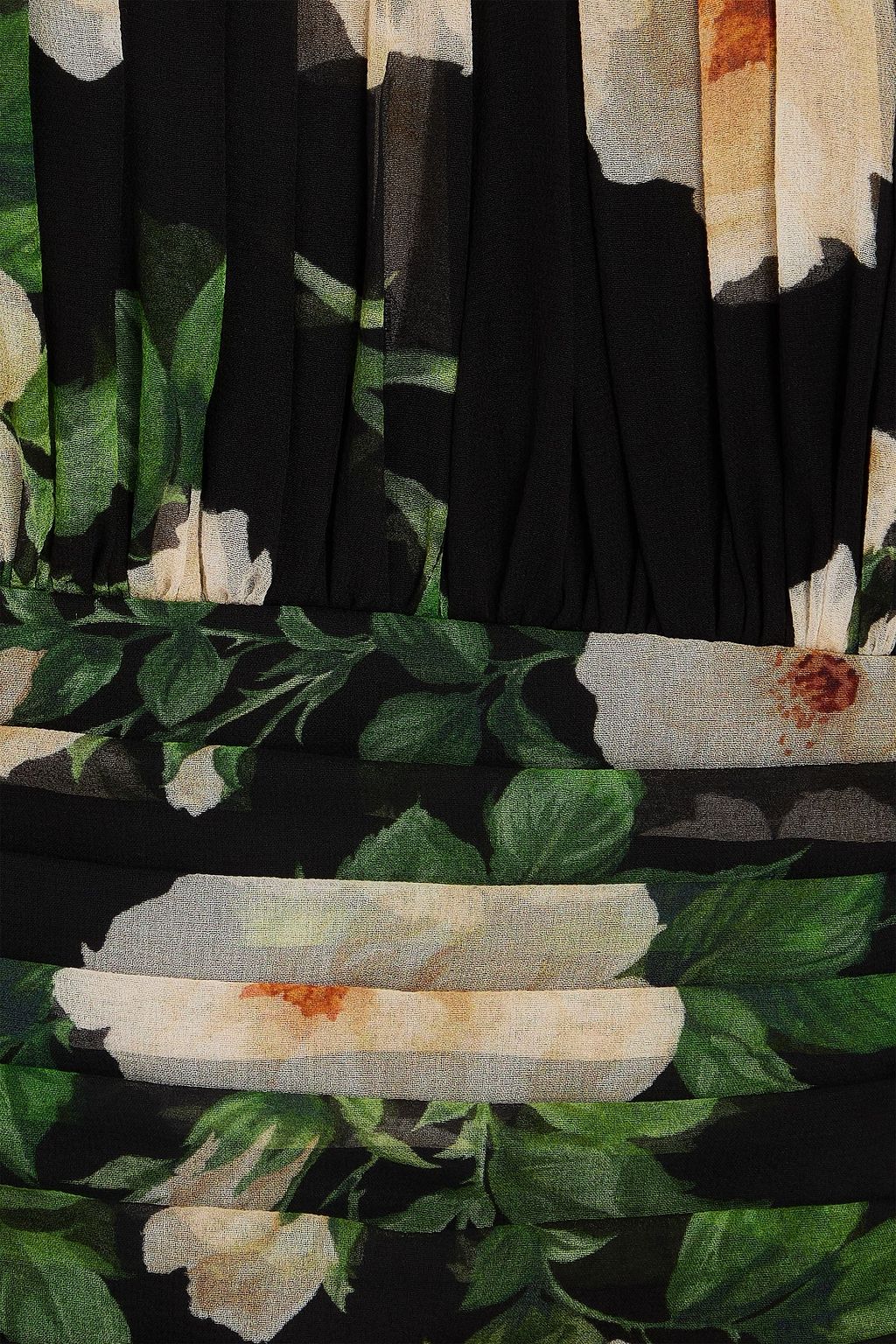 CAROLINA HERRERA Gathered floral-print silk-georgette halterneck maxi dress