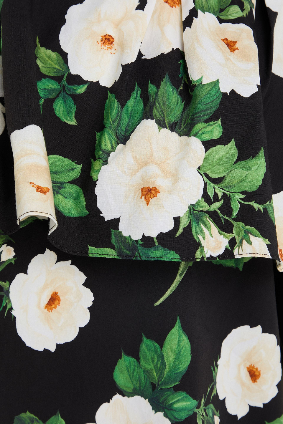 Carolina Herrera Off-the-shoulder Ruffled Floral-print Silk-voile Top
