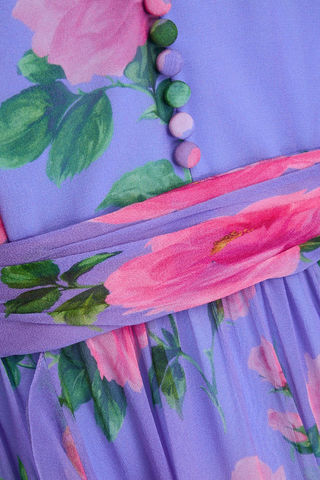 CAROLINA HERRERA Midikleid aus Seiden-Georgette mit floralem Print und Rüschen