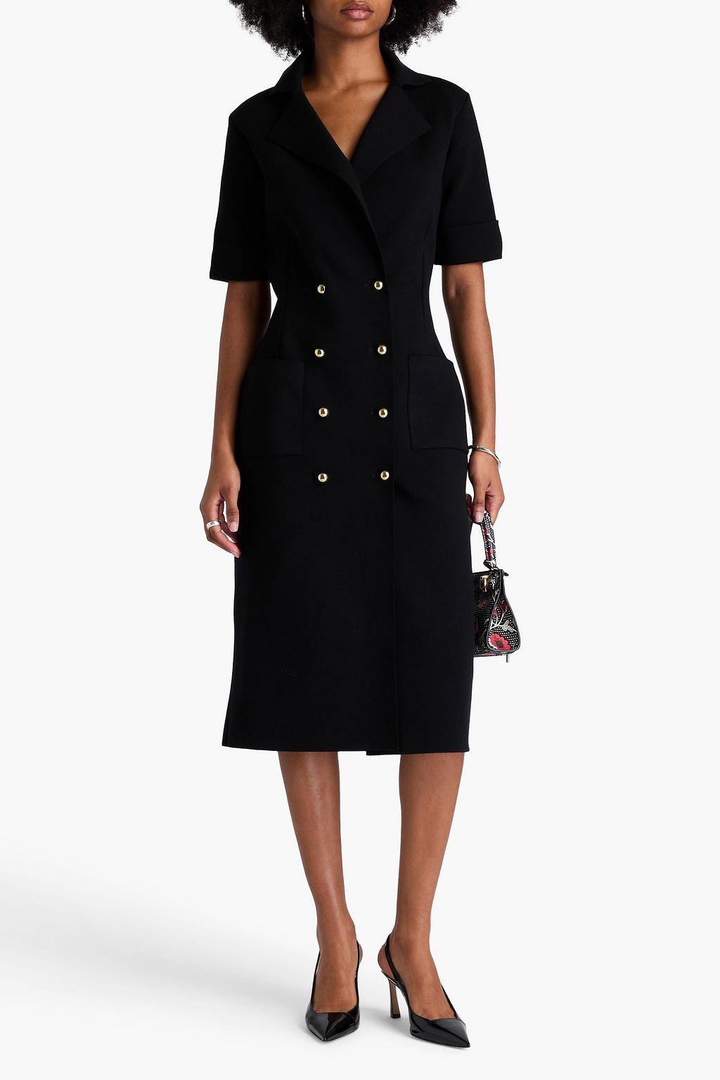 CAROLINA HERRERA Doppelreihiges Midikleid aus einer Wollmischung