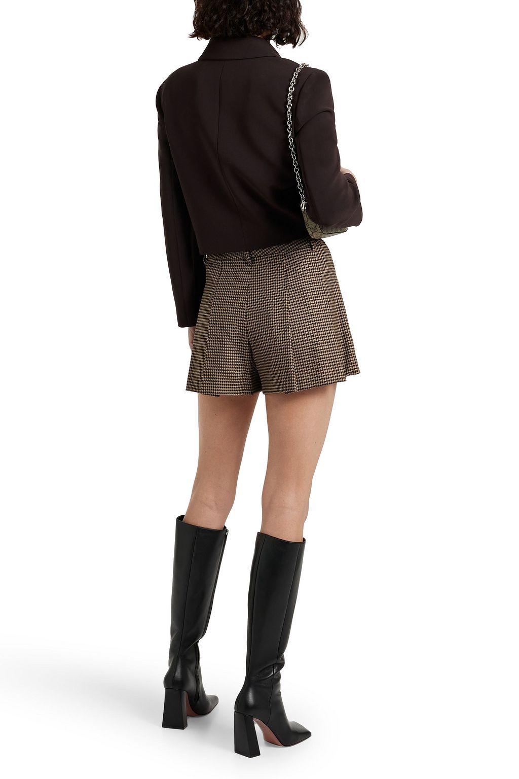 ALICE + OLIVIA Scarlet skirt-effect houndstooth tweed shorts