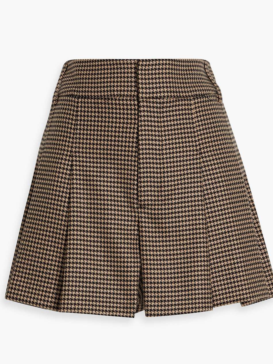 scarlet skirt-effect houndstooth tweed shorts