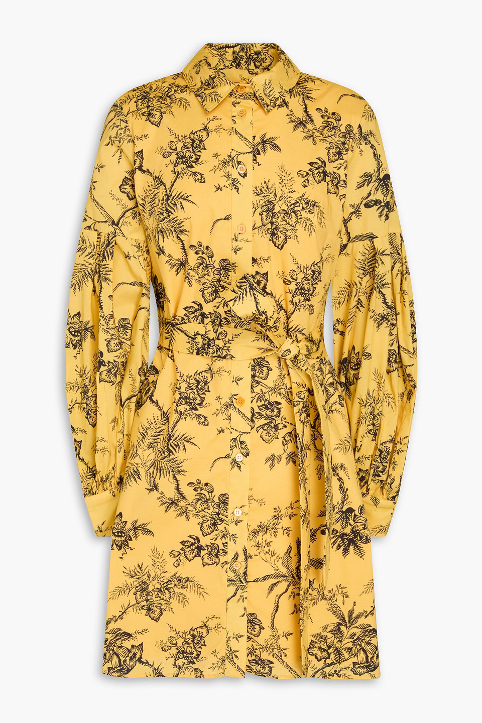 Carolina Herrera Floral-print Cotton-blend Poplin Mini Shirt Dress